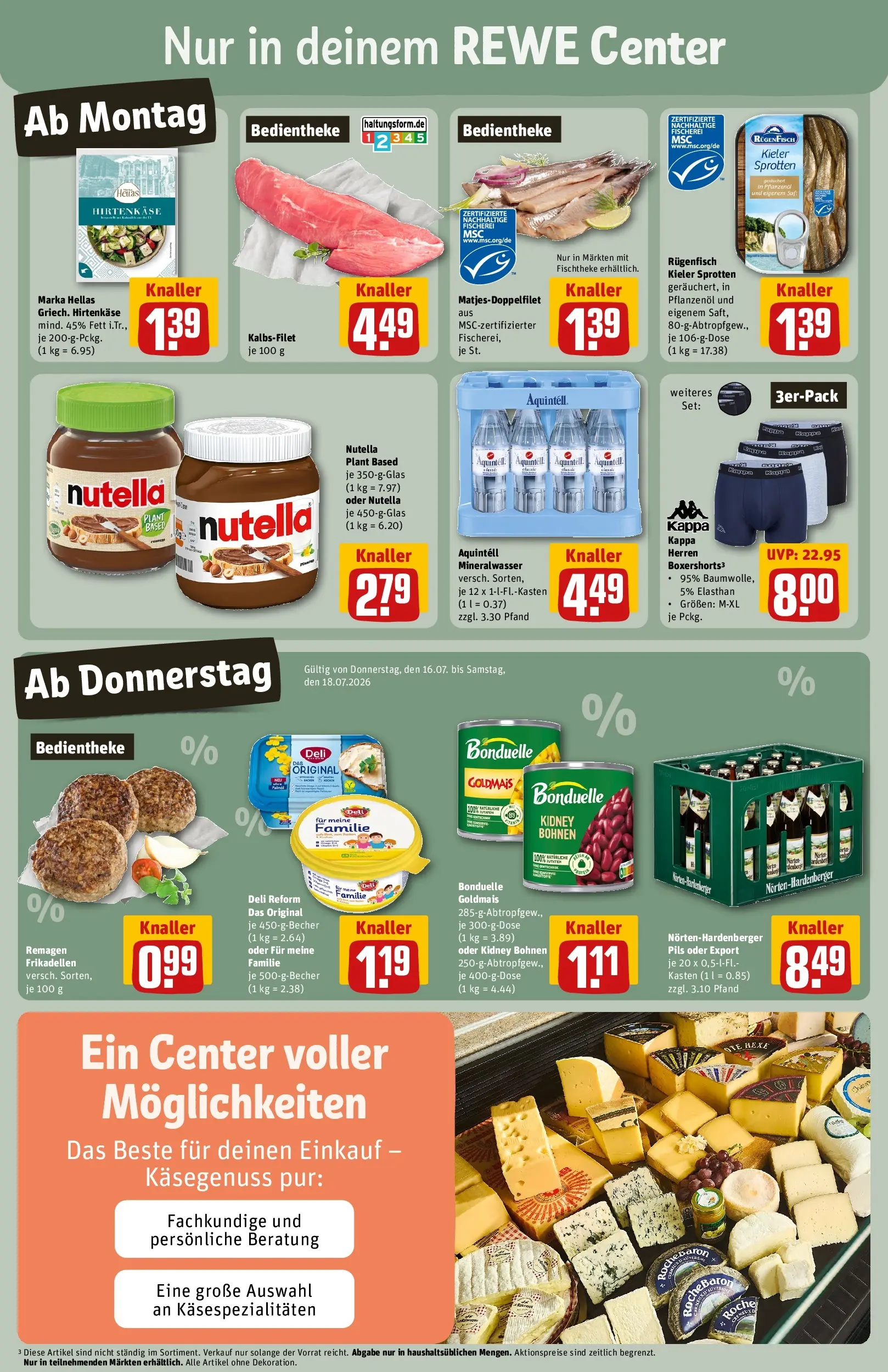 REWE Prospekt ab 13.07.2026 zum Blättern » Angebote | Seite: 3 | Produkte: Pils, Mineralwasser, Nutella, Deli reform