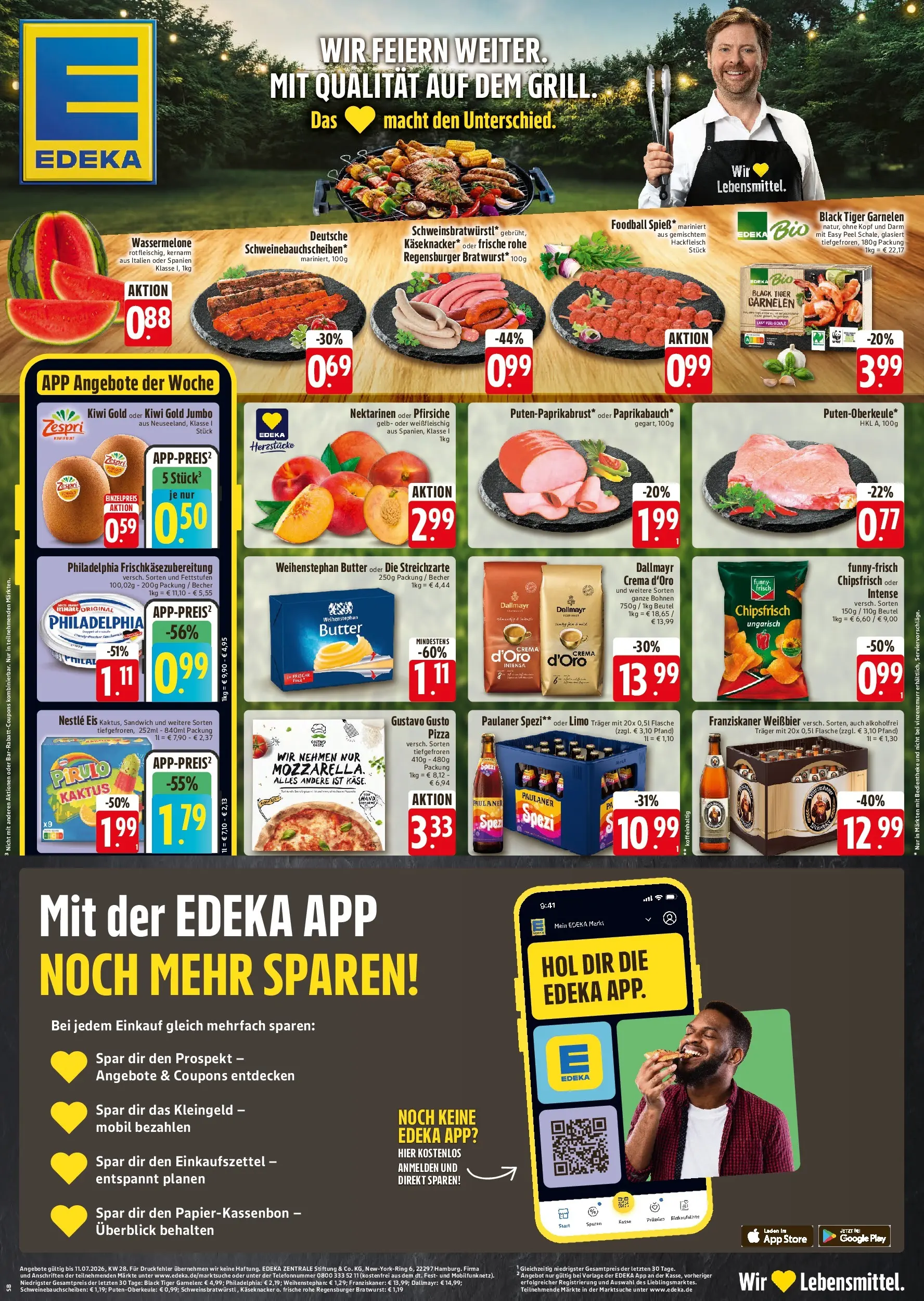 Edeka Prospekt München (ab 09.07.2026) » Angebote Online | Seite: 1 | Produkte: Käse, Garnelen, Dallmayr, Paulaner
