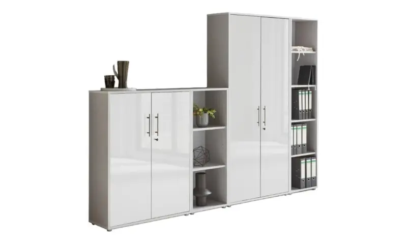 Aktenschrank Office Edition Sw Set 4 Grau/Wei&szlig;