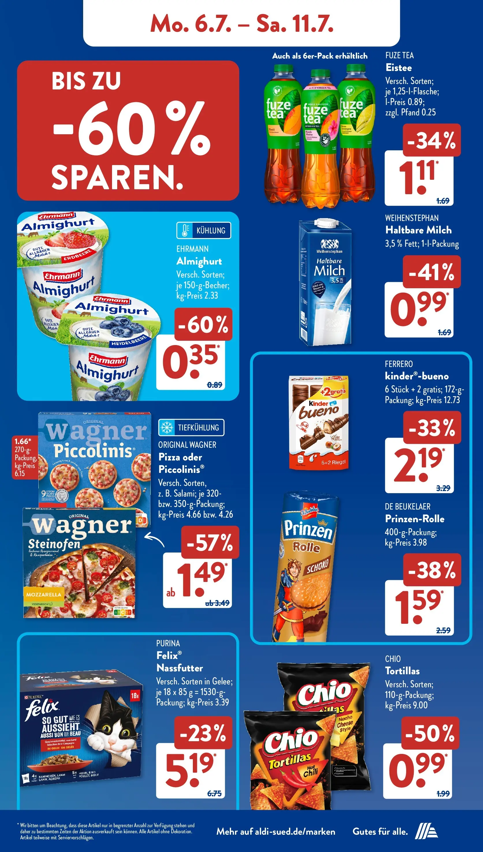 Aldi Süd - Aldi Süd: Wochenangebote (ab 05.07.2026) zum Blättern | Seite: 6 | Produkte: Fuze tea, Milch, Mozzarella, Chio tortillas