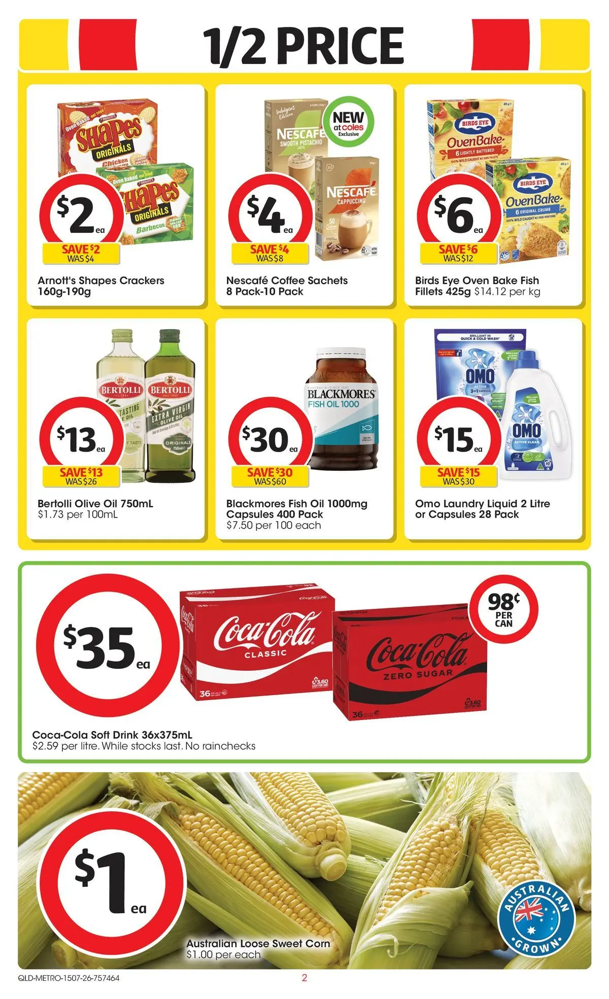 ﻿Coles catalogue valid from 15/07/2026 > Online Australia | Page: 2 | Products: Fish, Sugar, Nescafe, Laundry