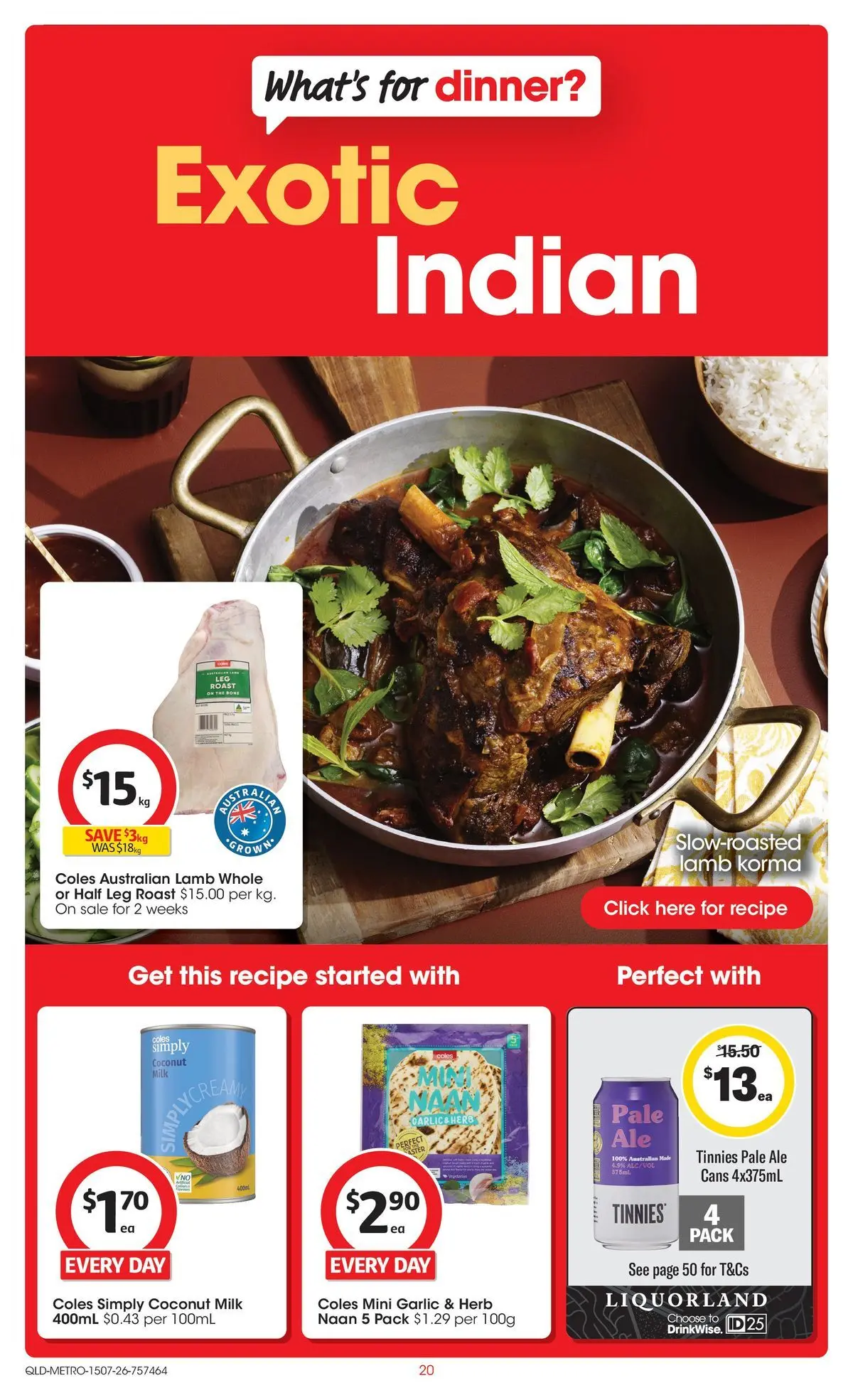﻿Coles catalogue valid from 15/07/2026 > Online Australia | Page: 20 | Products: Milk, Herb, Lamb, Garlic
