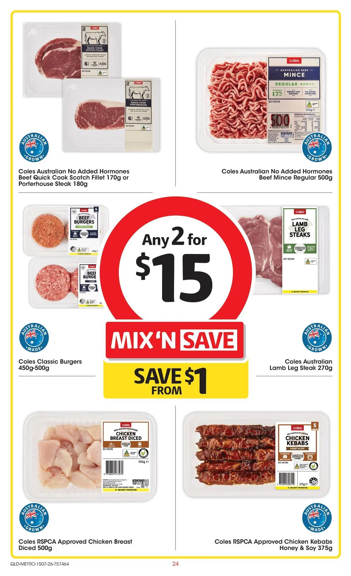 ﻿Coles catalogue valid from 15/07/2026 > Online Australia | Page: 24 | Products: Chicken, Lamb, Steak, Scotch
