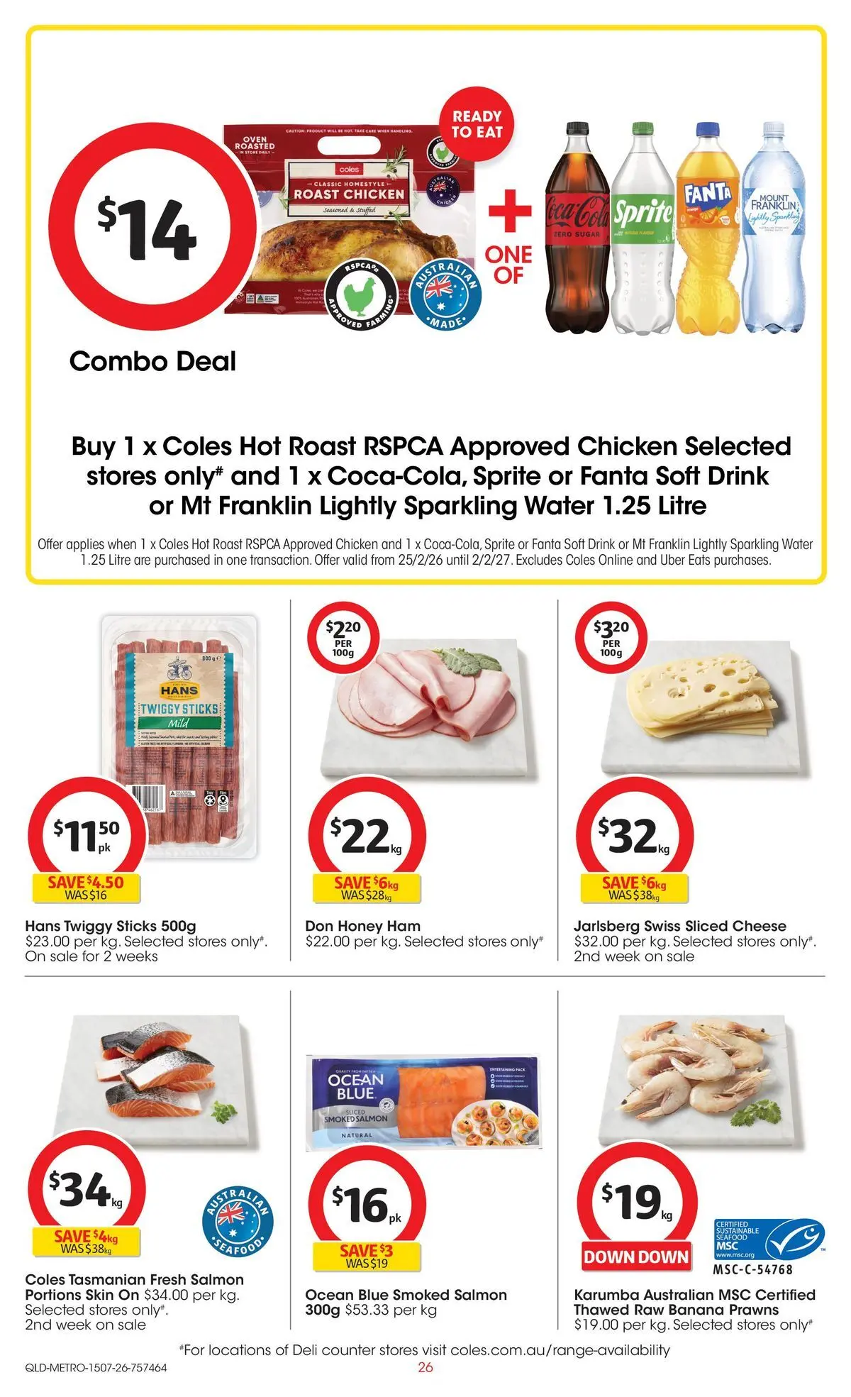 ﻿Coles catalogue valid from 15/07/2026 > Online Australia | Page: 26 | Products: Ham, Honey, Chicken, Salmon