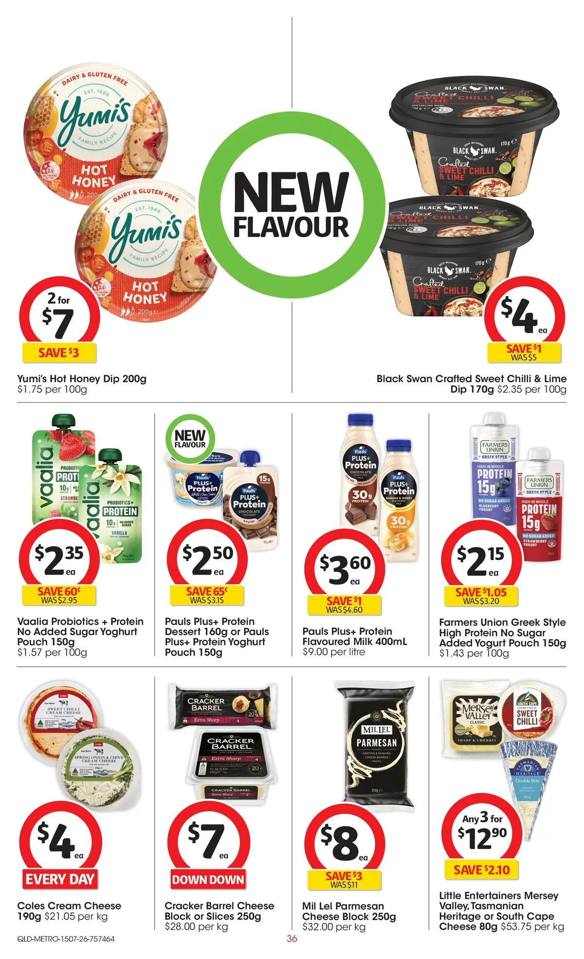 ﻿Coles catalogue valid from 15/07/2026 > Online Australia | Page: 36 | Products: Cheese, Yoghurt, Cream, Chilli