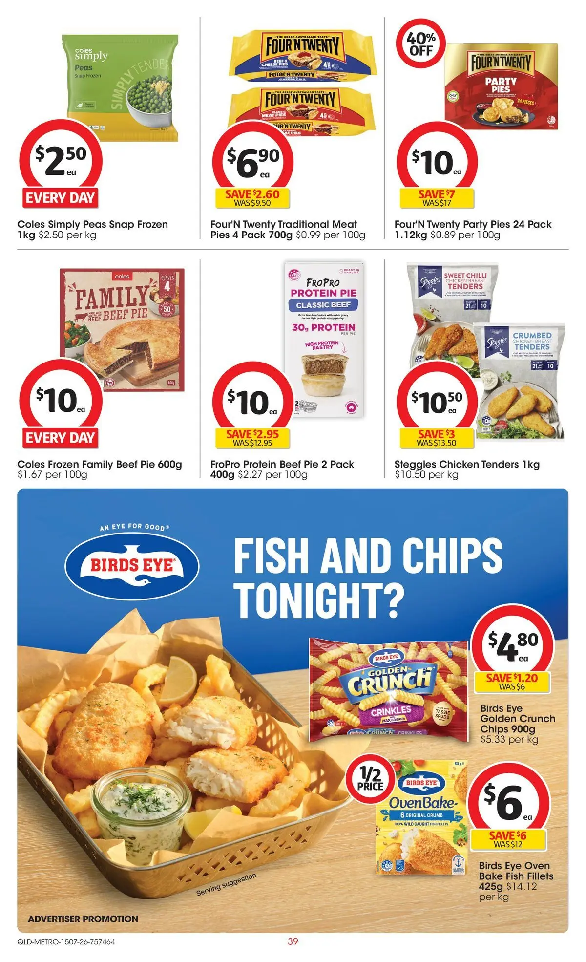 ﻿Coles catalogue valid from 15/07/2026 > Online Australia | Page: 39 | Products: Chicken, Fish, Pastry, Oven