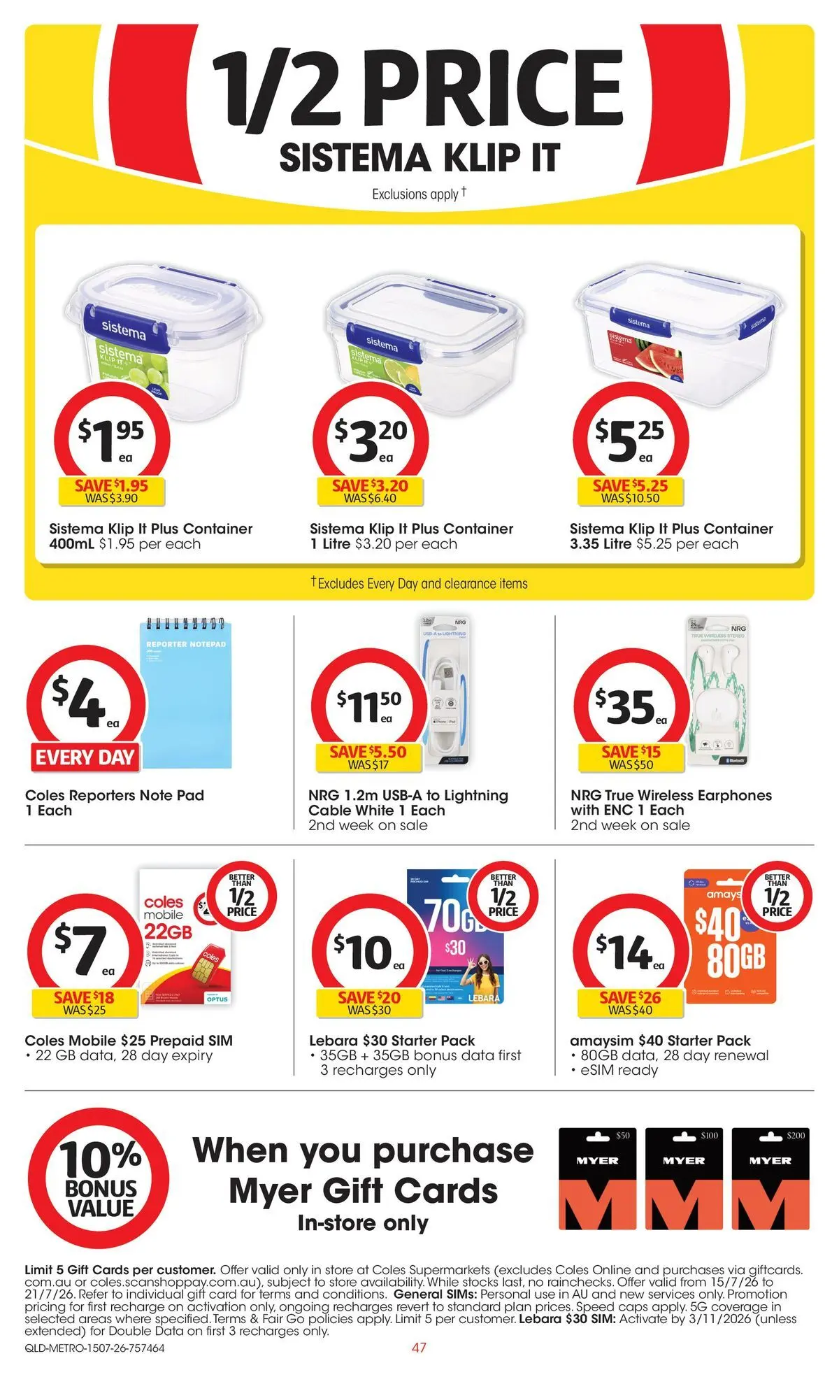 ﻿Coles catalogue valid from 15/07/2026 > Online Australia | Page: 47 | Products: Earphones, Cable, Mobile