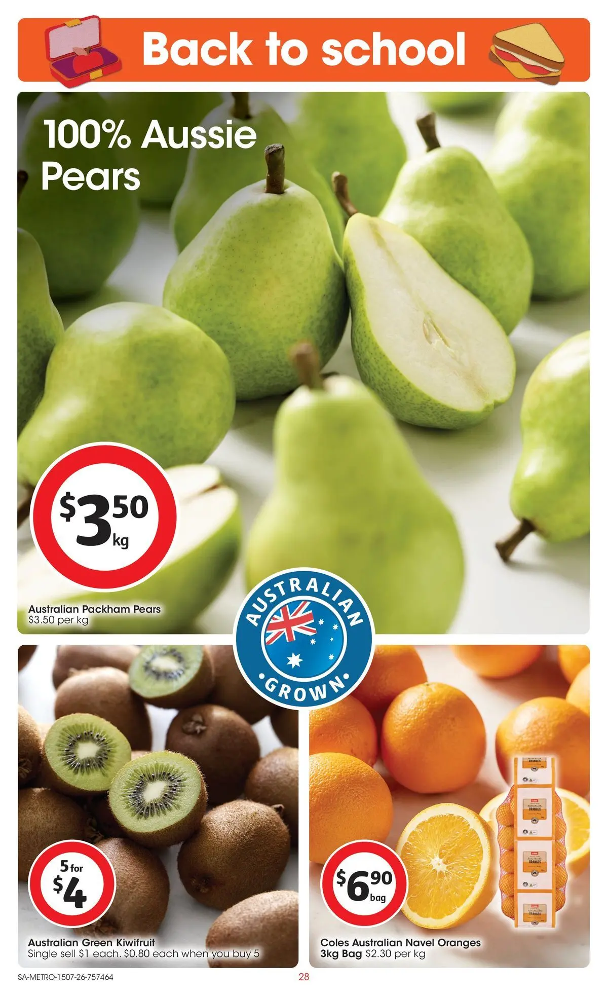 ﻿Coles catalogue valid from 15/07/2026 > Online Australia | Page: 28 | Products: Oranges, Kiwifruit, Bag