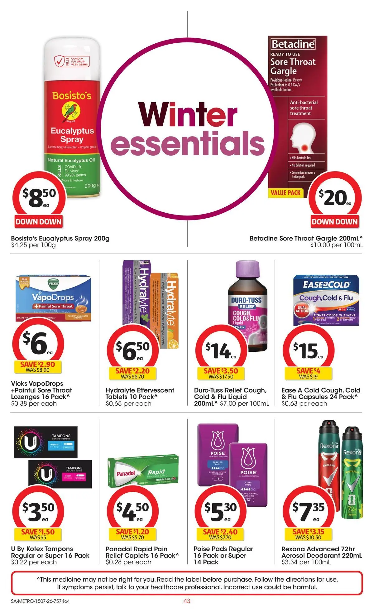 ﻿Coles catalogue valid from 15/07/2026 > Online Australia | Page: 43 | Products: Honey, Deodorant, Treatment, Tampons