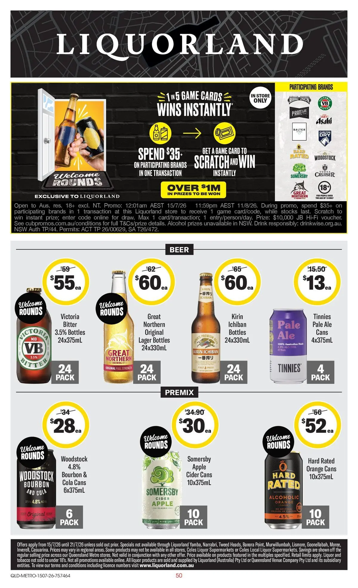 ﻿Coles catalogue valid from 15/07/2026 > Online Australia | Page: 50 | Products: Beer, Bourbon, Game, Press