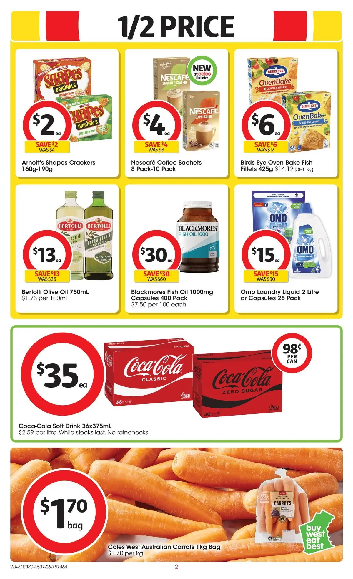 ﻿Coles catalogue valid from 15/07/2026 > Online Australia | Page: 2 | Products: Crackers, Oil, Coffee, Olive oil