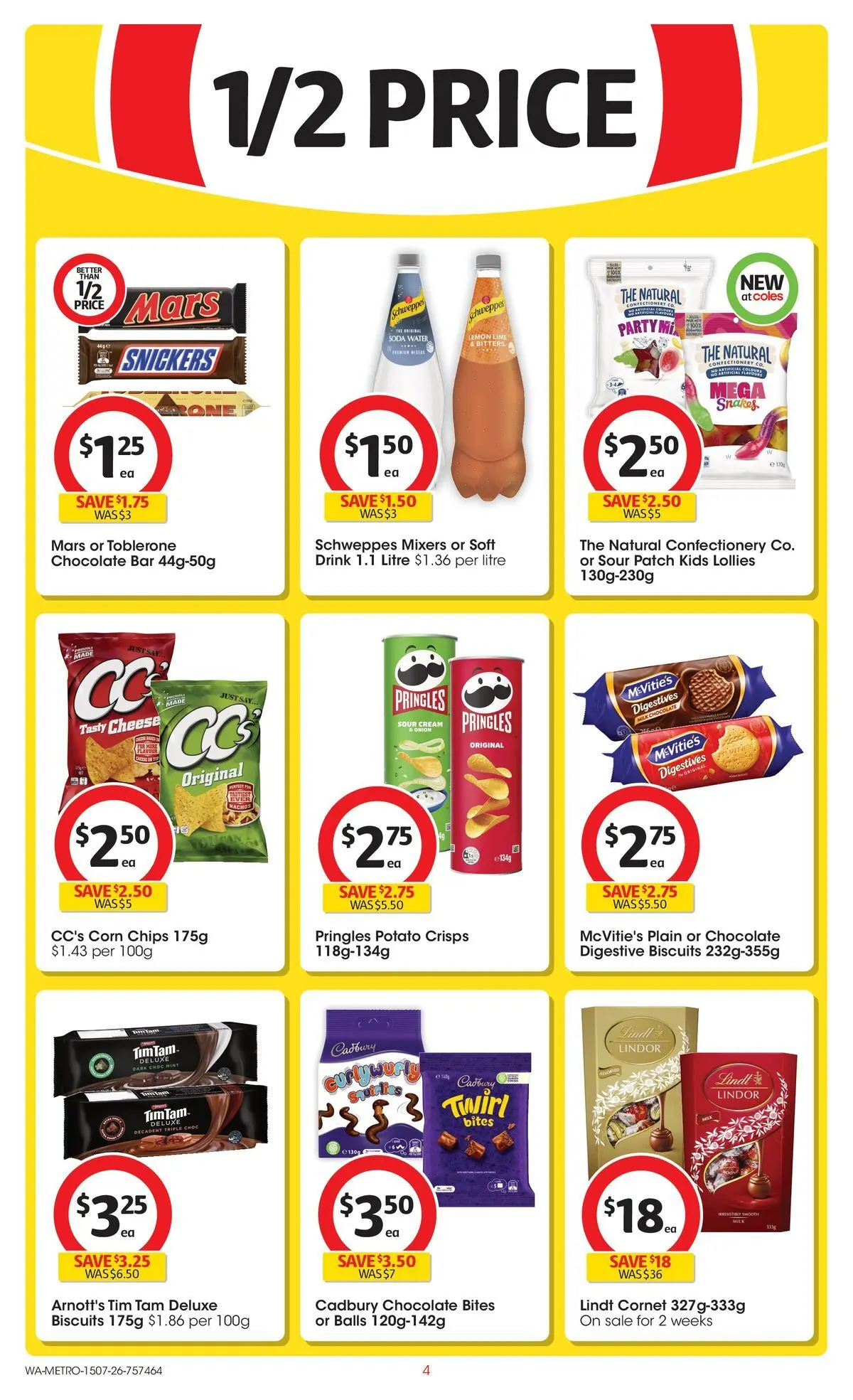 ﻿Coles catalogue valid from 15/07/2026 > Online Australia | Page: 4 | Products: Lollies, Chips, Water, Lemon