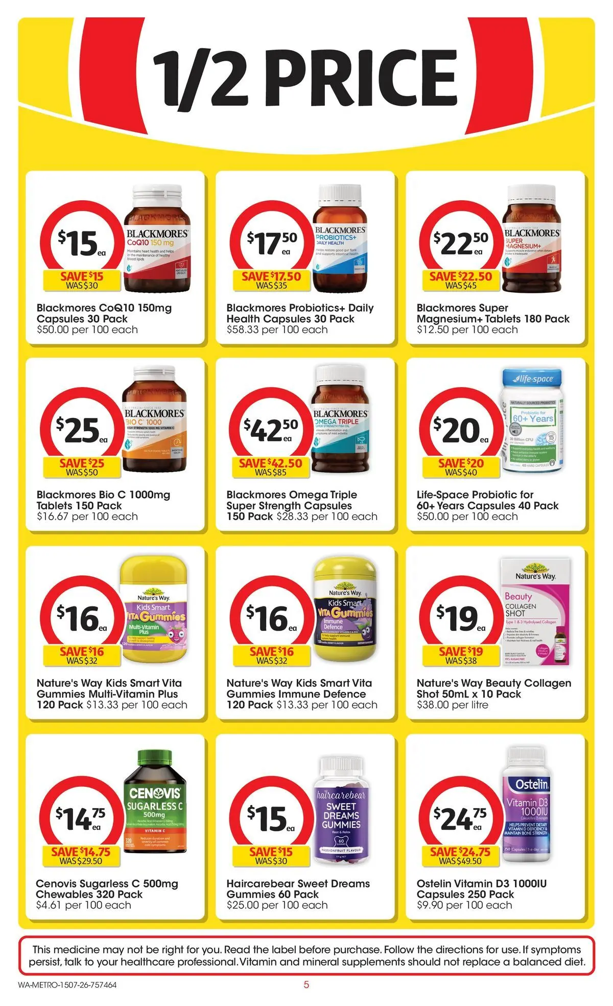 ﻿Coles catalogue valid from 15/07/2026 > Online Australia | Page: 5 | Products: Collagen, Multivitamin, Tablets, Vitamin