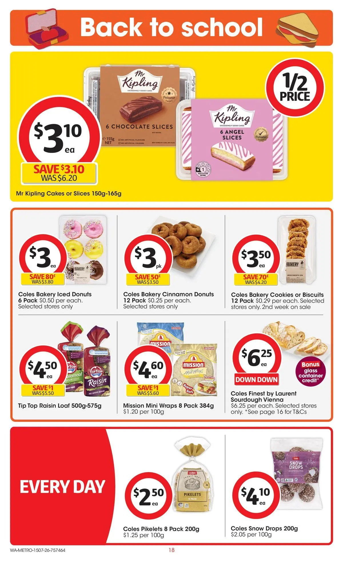 ﻿Coles catalogue valid from 15/07/2026 > Online Australia | Page: 18 | Products: Donuts, Chocolate, Sugar, Bakery