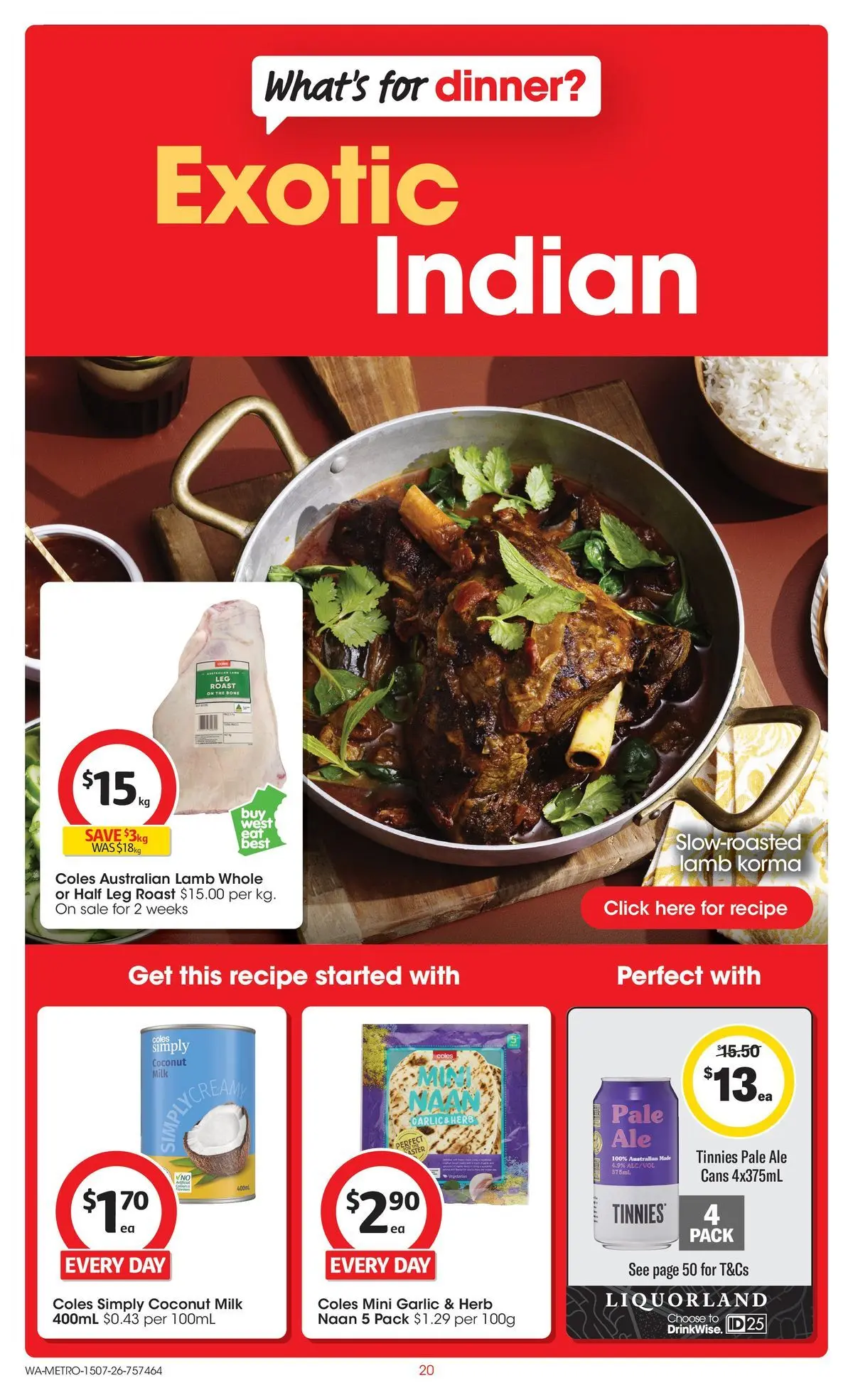 ﻿Coles catalogue valid from 15/07/2026 > Online Australia | Page: 20 | Products: Milk, Herb, Lamb, Garlic