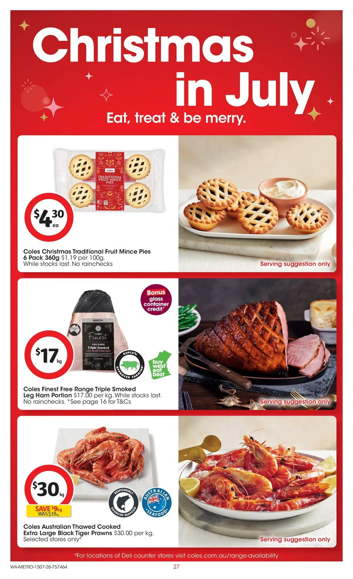 ﻿Coles catalogue valid from 15/07/2026 > Online Australia | Page: 27 | Products: Ham, Prawns, Pies