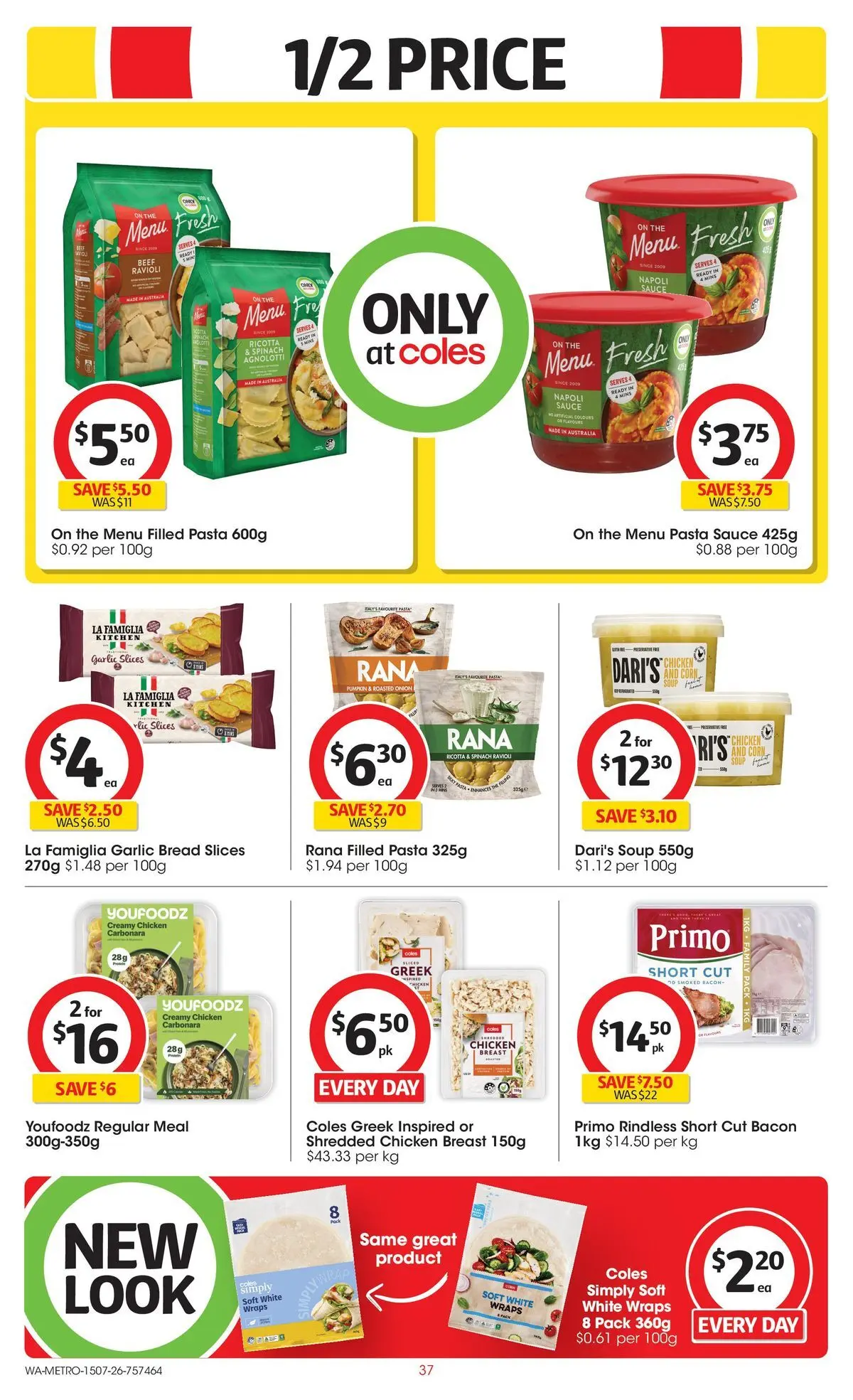 ﻿Coles catalogue valid from 15/07/2026 > Online Australia | Page: 37 | Products: Bread, Beef, Pasta, Spinach