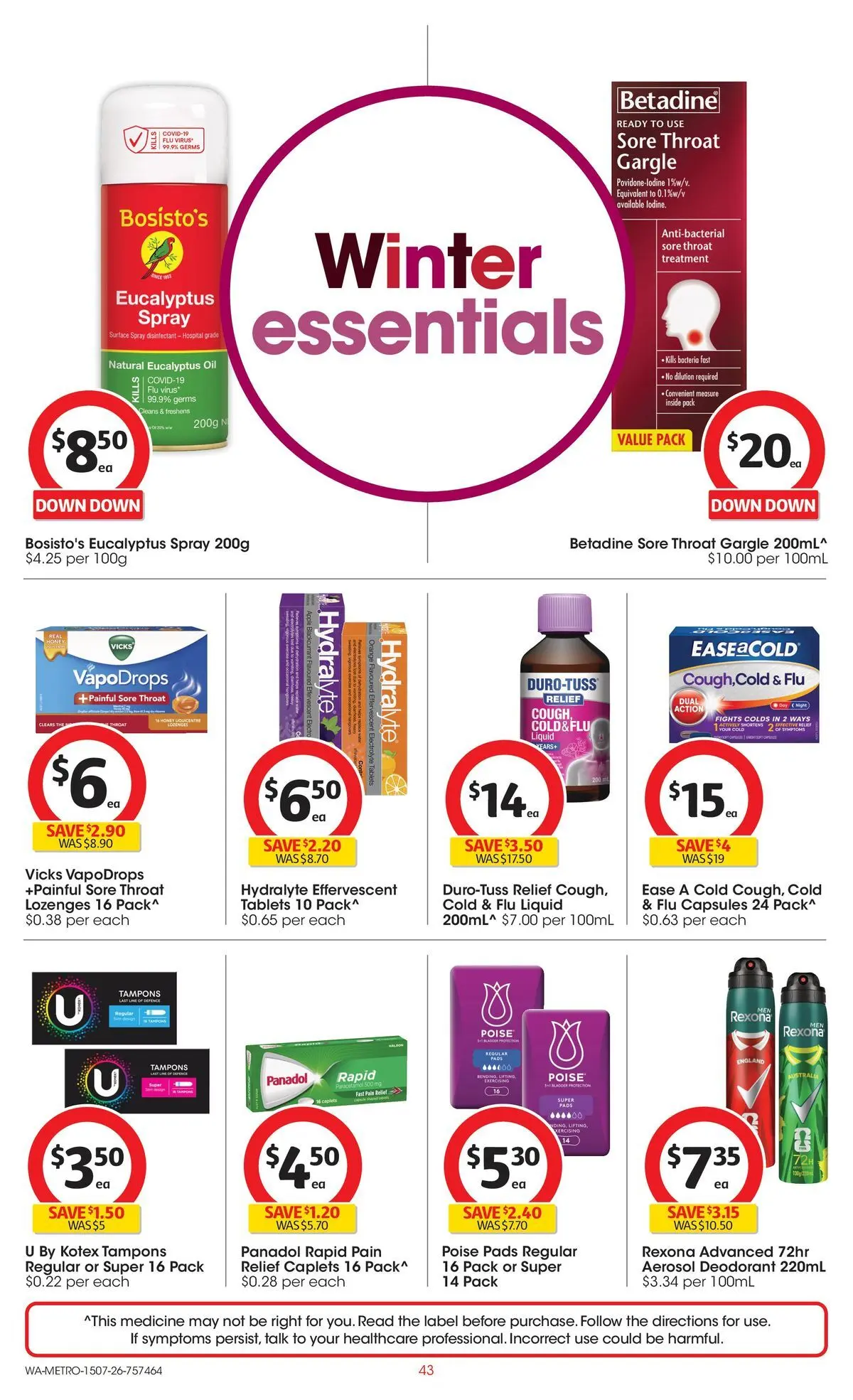 ﻿Coles catalogue valid from 15/07/2026 > Online Australia | Page: 43 | Products: Oil, Deodorant, Treatment, Tampons