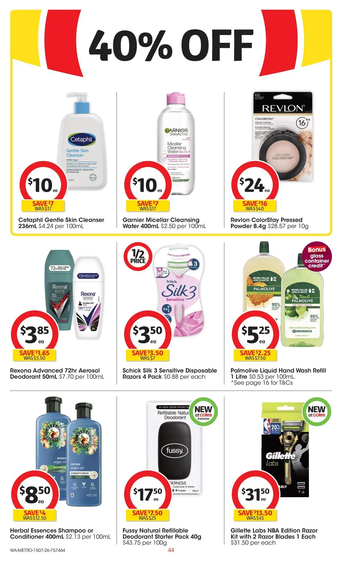 ﻿Coles catalogue valid from 15/07/2026 > Online Australia | Page: 44 | Products: Powder, Conditioner, Makeup, Vitamin