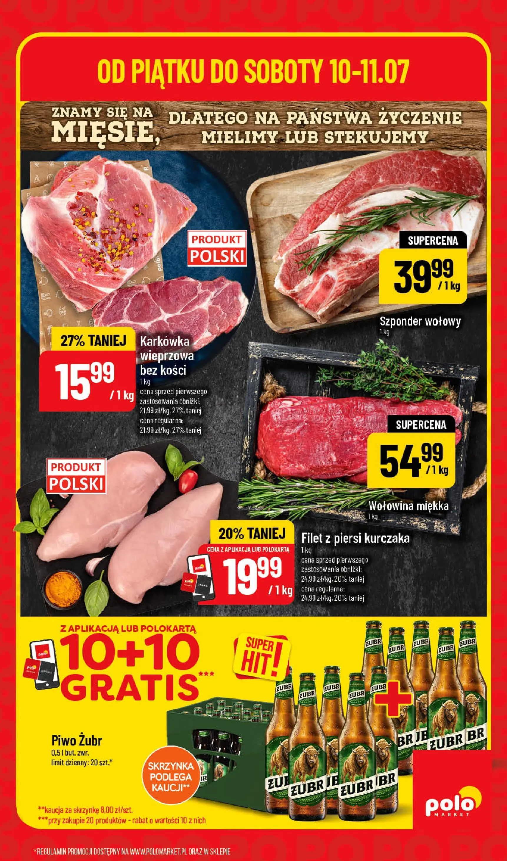 Nowa POLOmarket gazetka od jutra 09.07.2026 | Strona: 3 | Produkty: Karkówka, Piersi, Piwo, Filet z piersi kurczaka