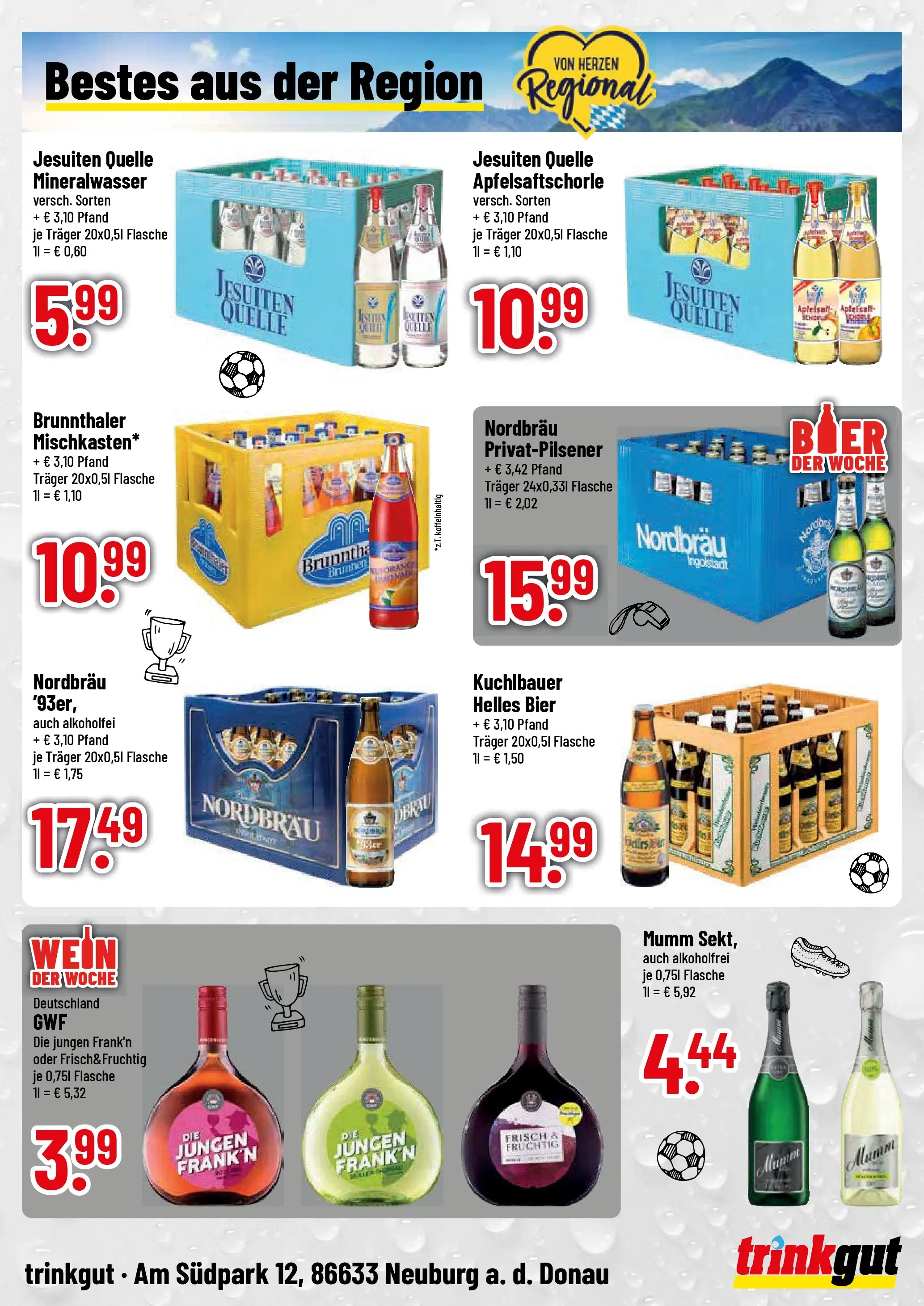 Trinkgut Prospekt Neuburg An Der Donau (ab 12.07.2026) » Angebote online | Seite: 4 | Produkte: Bier, Apfelsaft, Mineralwasser, Wein
