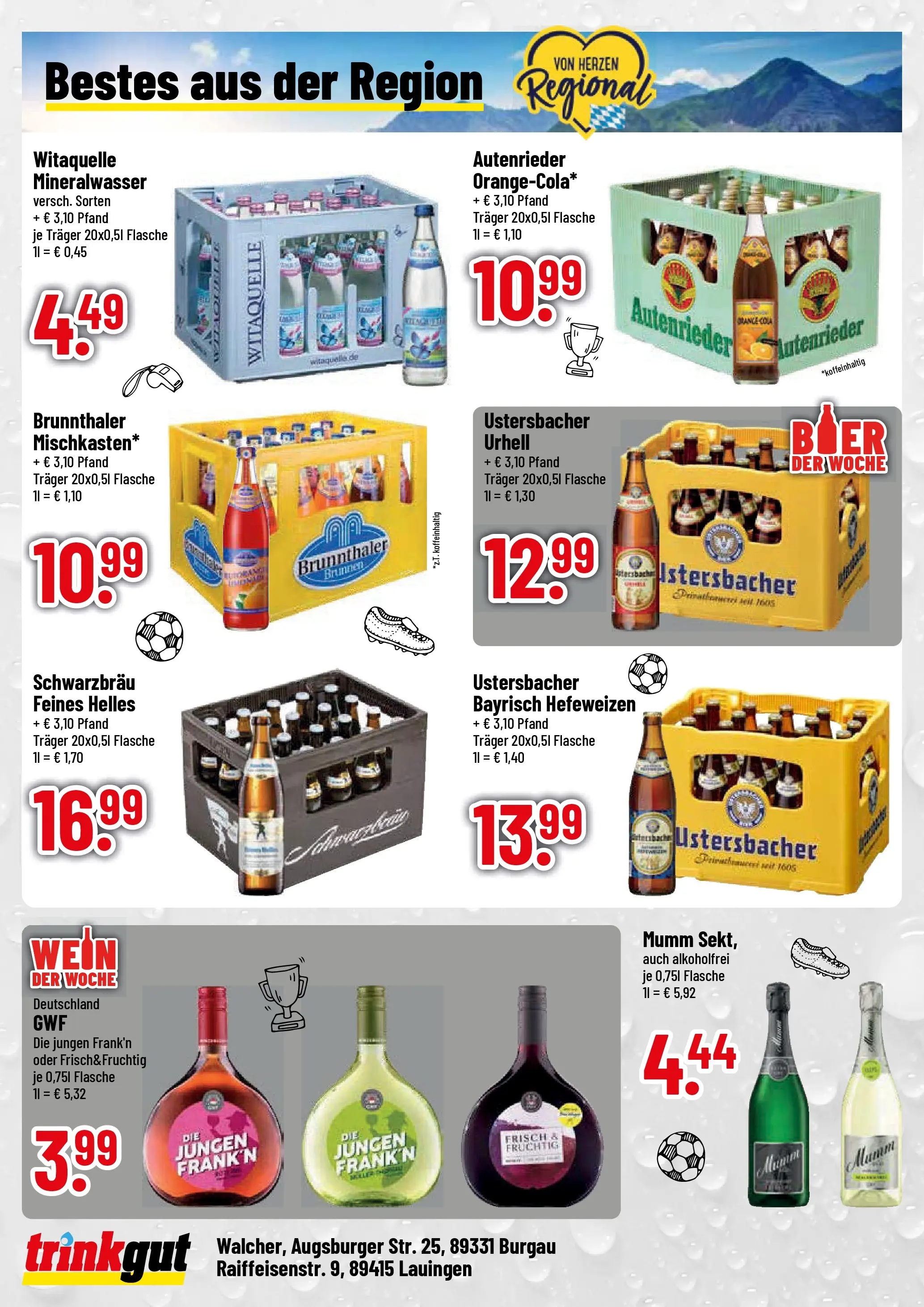 Trinkgut Prospekt Burgau (ab 12.07.2026) » Angebote online | Seite: 4 | Produkte: Mineralwasser, Wein