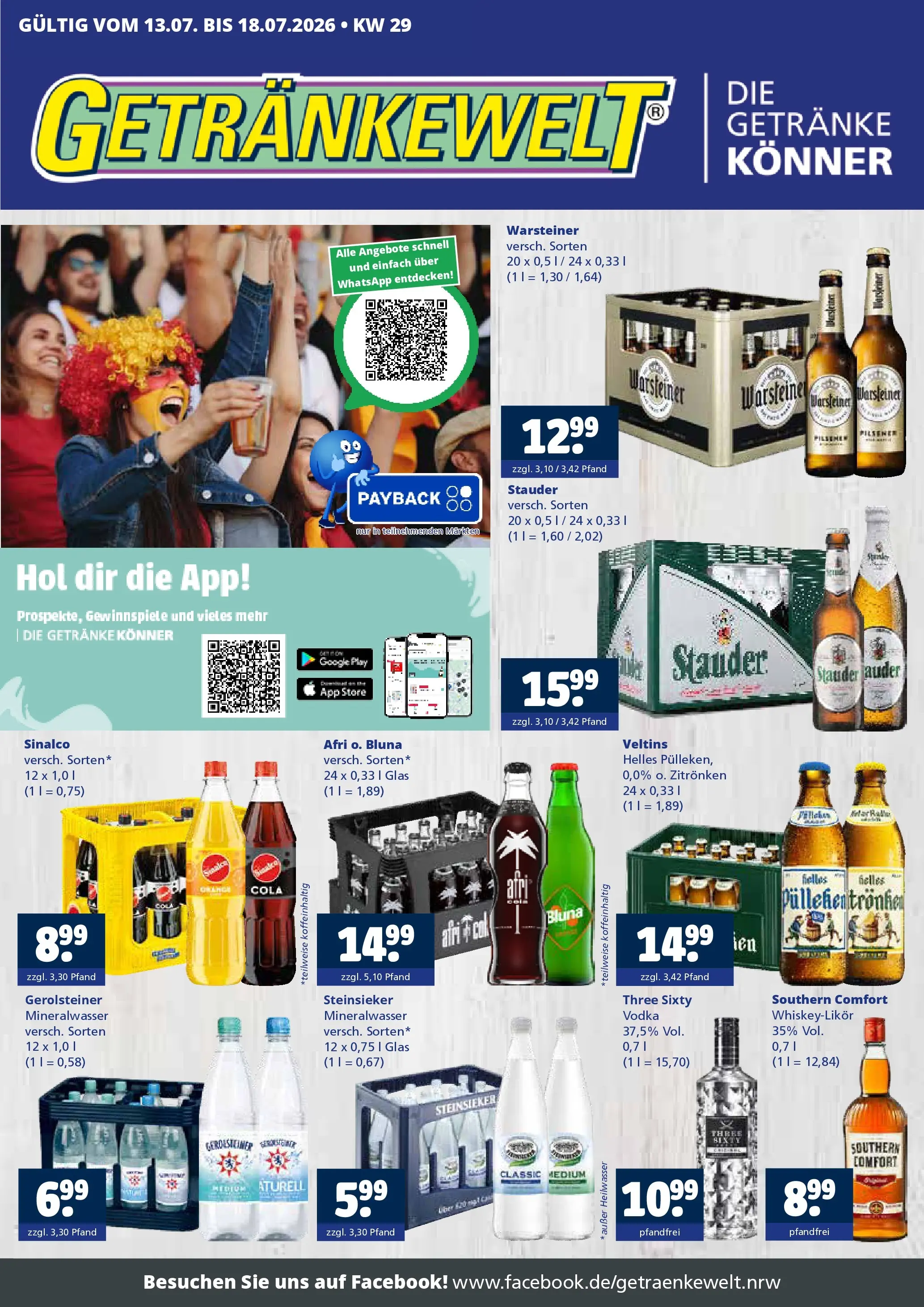 Angebote - Getränkewelt HSE: Getränkeangebote (ab 12.07.2026) zum Blättern | Seite: 1 | Produkte: Sinalco, Cola, Southern comfort, Veltins