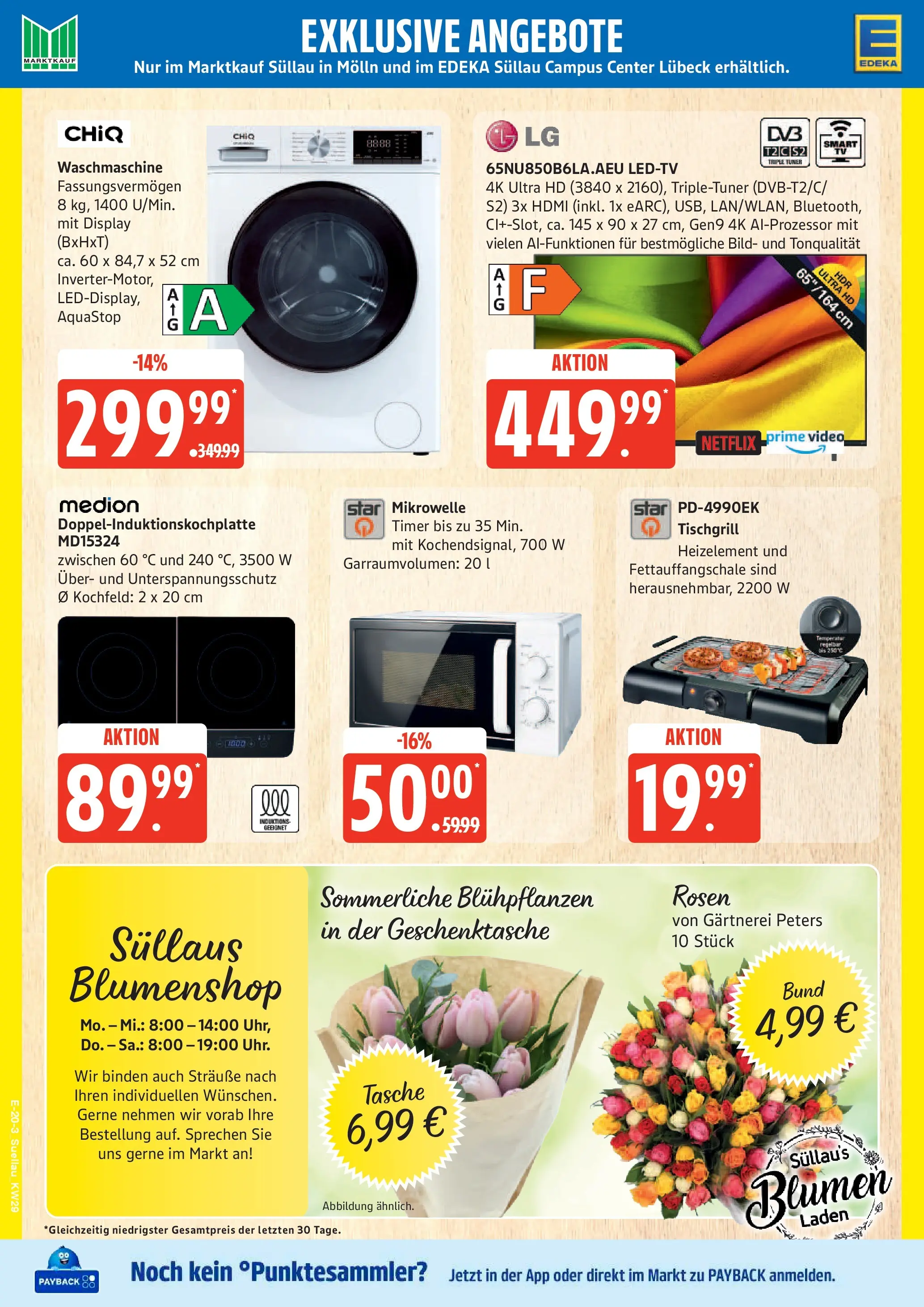 Edeka prospekt Ratzeburg (ab 13.07.2026) » Angebote Online | Seite: 27 | Produkte: Tasche, Blumen, Kochfeld, Video