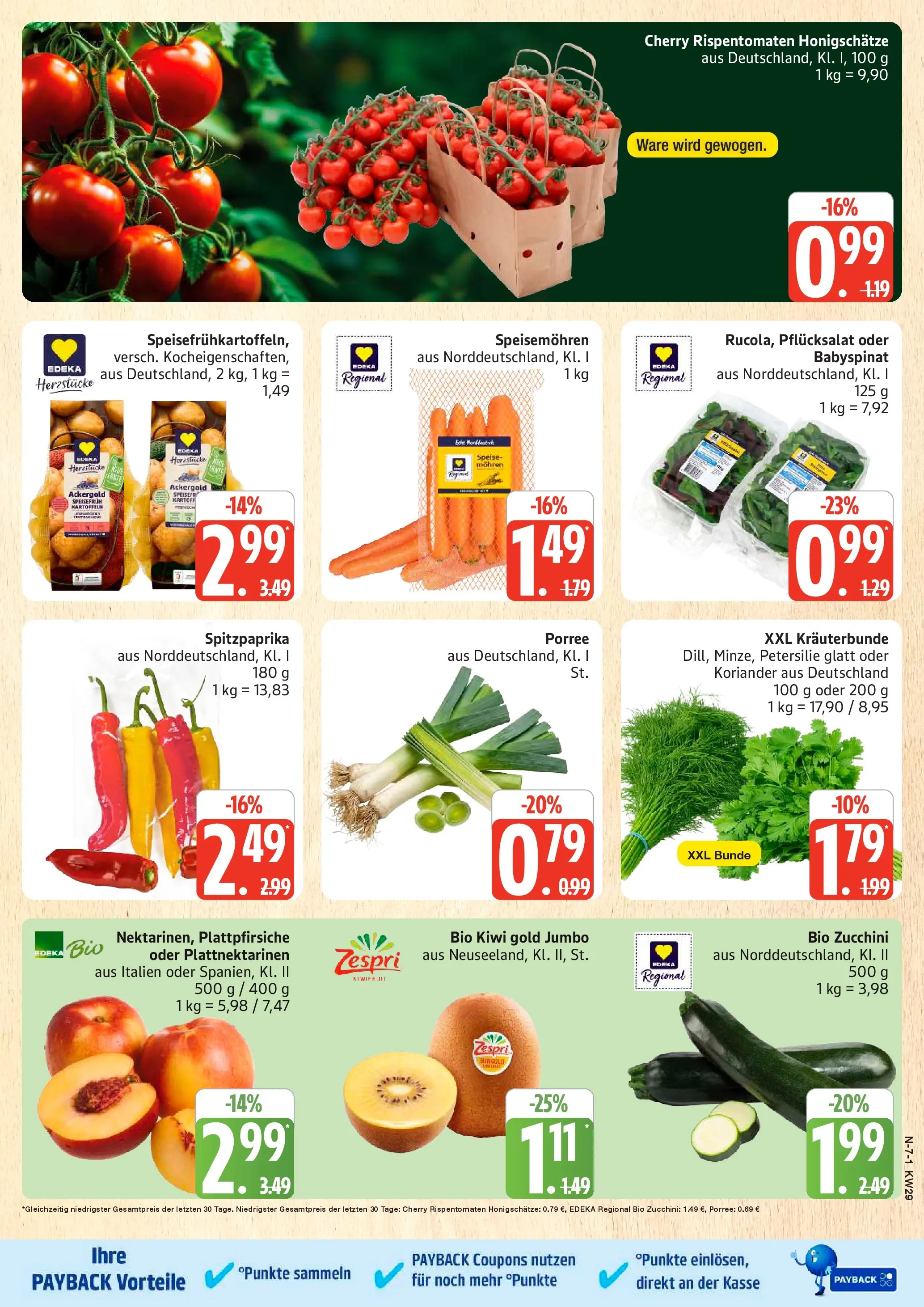 Edeka prospekt Schleswig (ab 13.07.2026) » Angebote Online | Seite: 7 | Produkte: Mohren, Petersilie, Zucchini, Kiwi