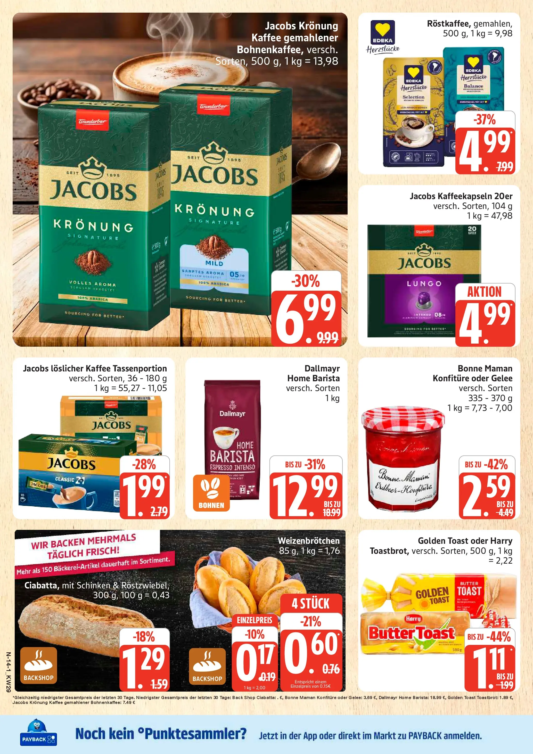 Edeka prospekt Schleswig (ab 13.07.2026) » Angebote Online | Seite: 14 | Produkte: Butter, Toastbrot, Dallmayr, Bonne maman