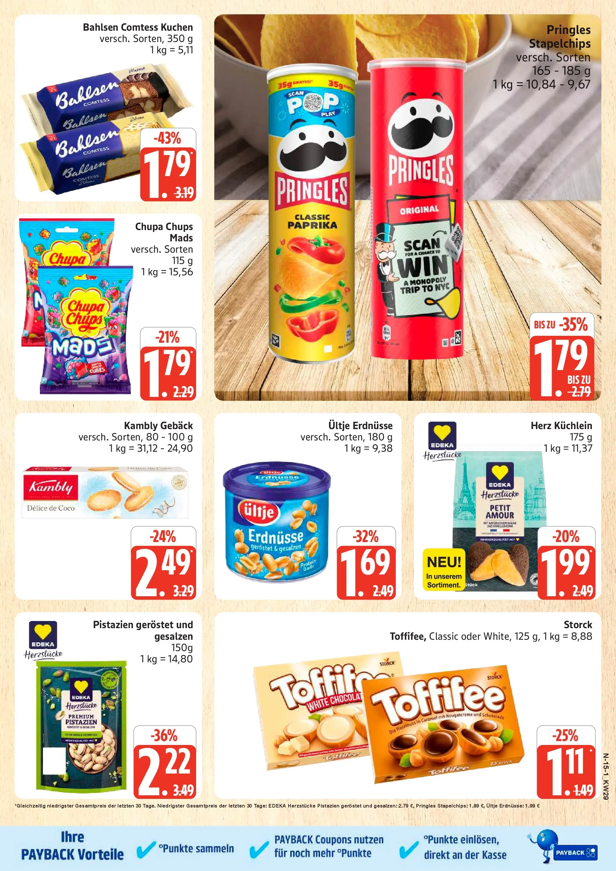 Edeka prospekt Schleswig (ab 13.07.2026) » Angebote Online | Seite: 15 | Produkte: Erdnüsse, Toffifee, Pringles, Kuchen