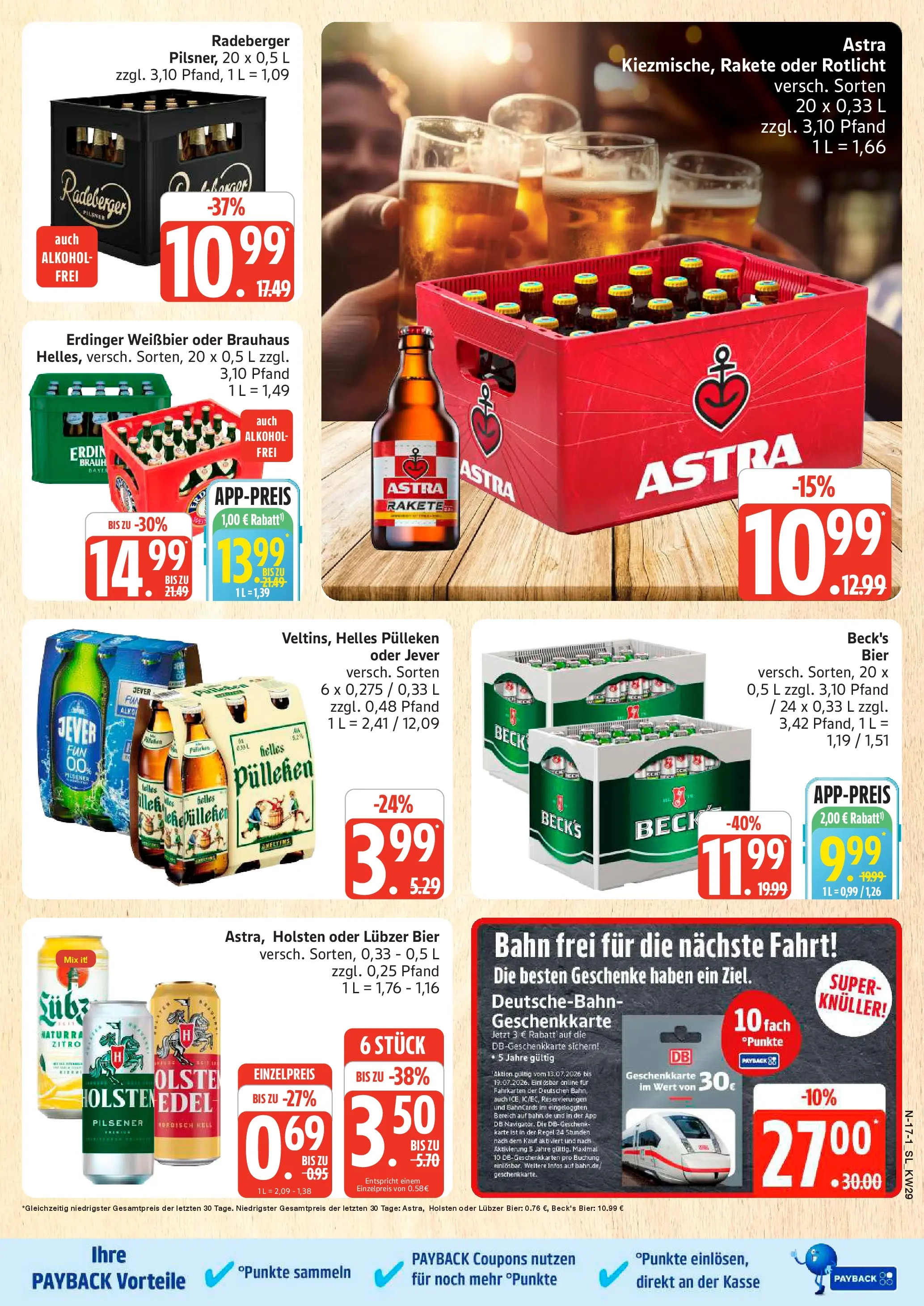 Edeka prospekt Schleswig (ab 13.07.2026) » Angebote Online | Seite: 17 | Produkte: Helles pulleken, Erdinger, Bier, Weißbier