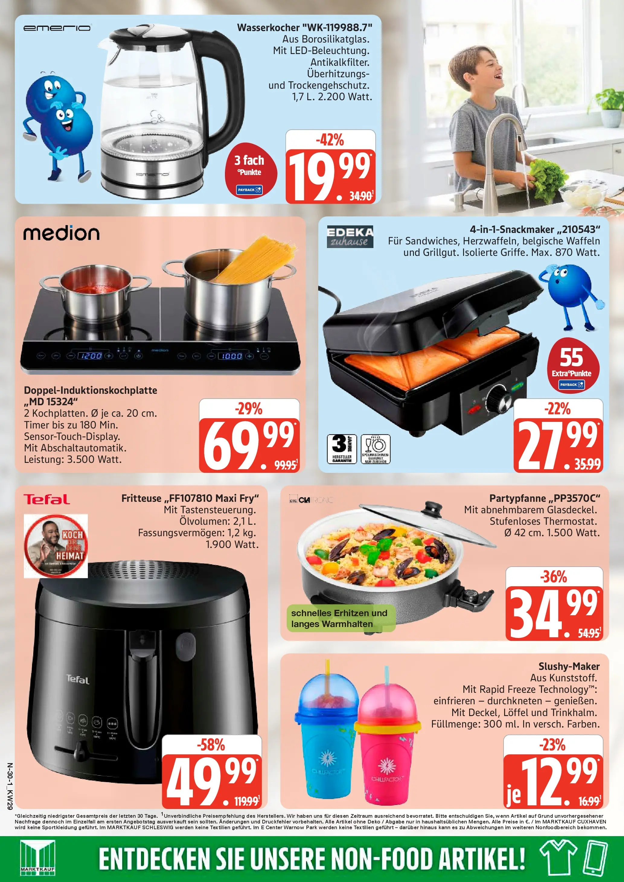 Edeka prospekt Schleswig (ab 13.07.2026) » Angebote Online | Seite: 30 | Produkte: Wasserkocher, Waffeln, Fritteuse