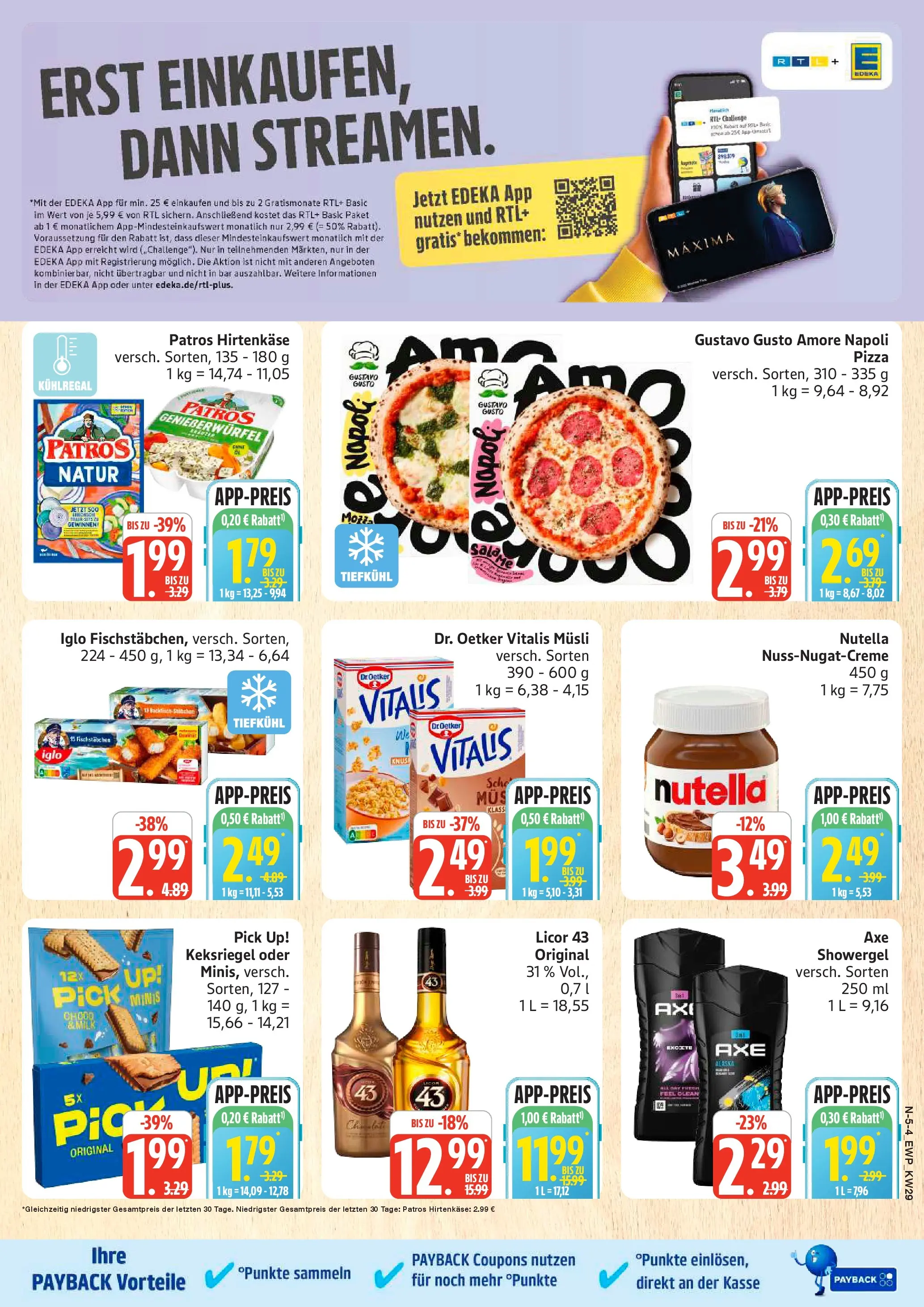 Edeka prospekt Rostock (ab 13.07.2026) » Angebote Online | Seite: 6 | Produkte: Iglo, Patros, Nutella, Fischstabchen