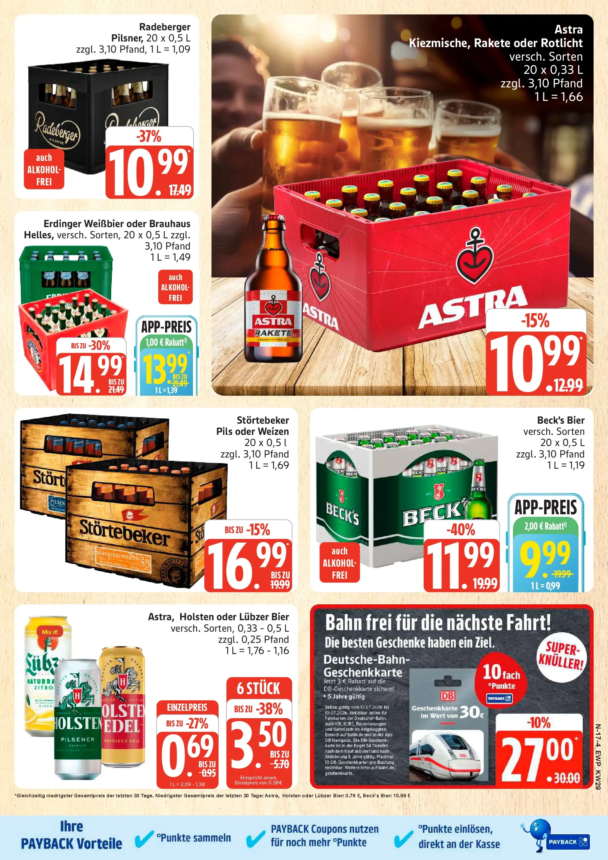 Edeka prospekt Rostock (ab 13.07.2026) » Angebote Online | Seite: 21 | Produkte: Erdinger, Pils, Holsten, Lubzer