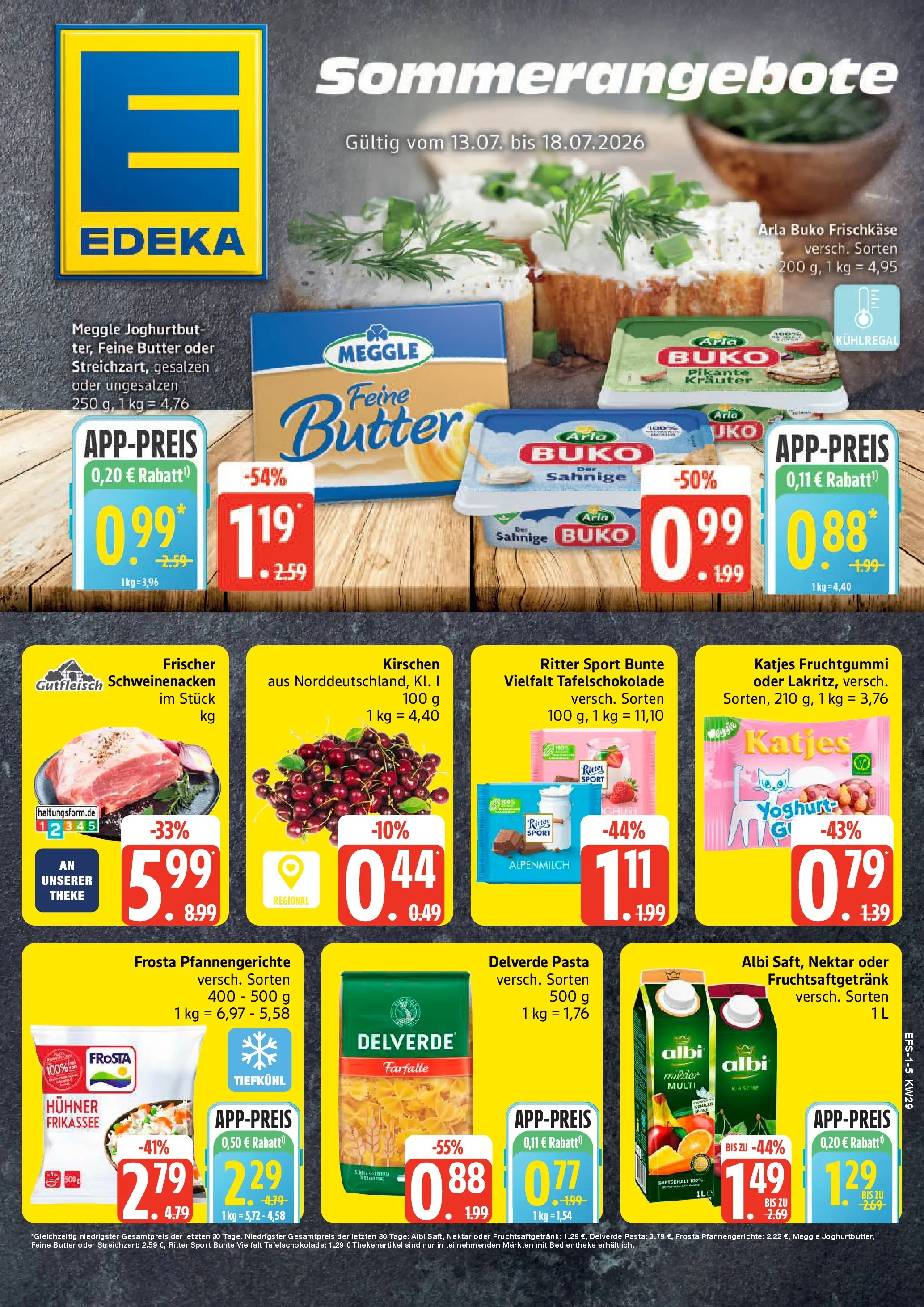 Edeka prospekt Ostseebad Prerow (ab 13.07.2026) » Angebote Online | Seite: 1 | Produkte: Butter, Ritter sport, Pasta, Frischkase