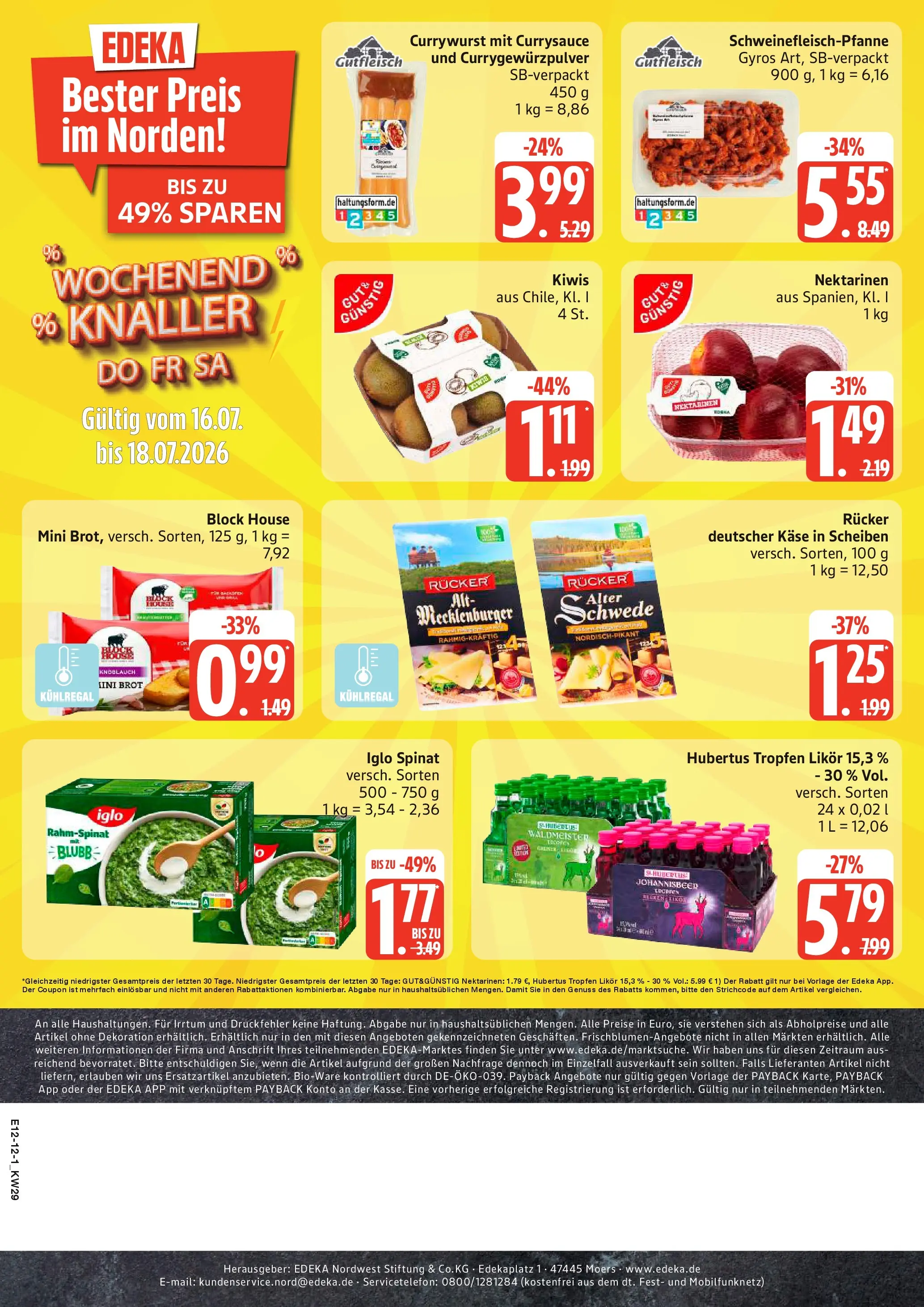 Edeka prospekt Kiel (ab 13.07.2026) » Angebote Online | Seite: 12 | Produkte: Nektarinen, Likör, Gyros, Knoblauch
