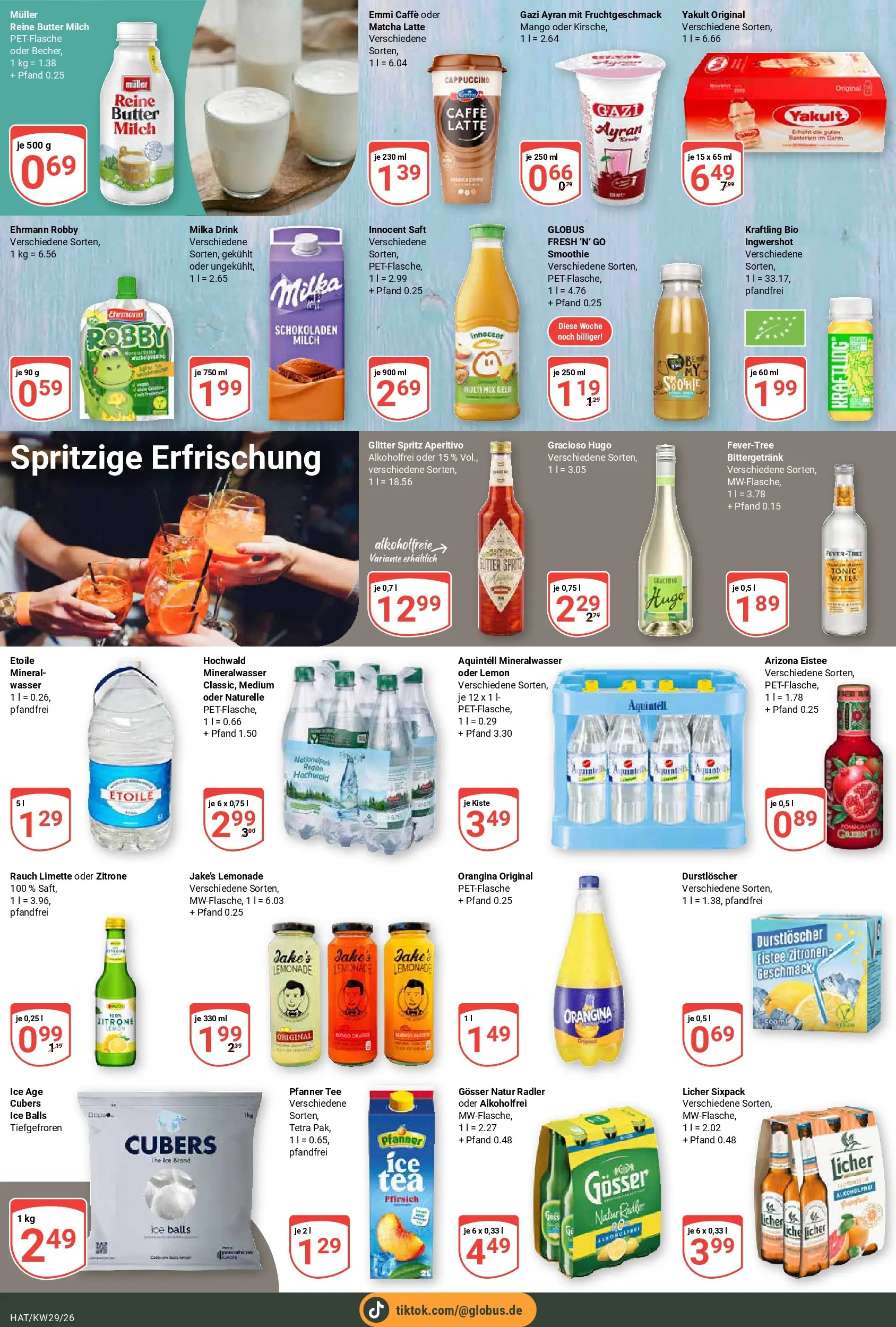 Globus Prospekt Hattersheim (ab 13.07.2026) » Angebote online | Seite: 6 | Produkte: Butter, Mineralwasser, Radler, Pfirsich