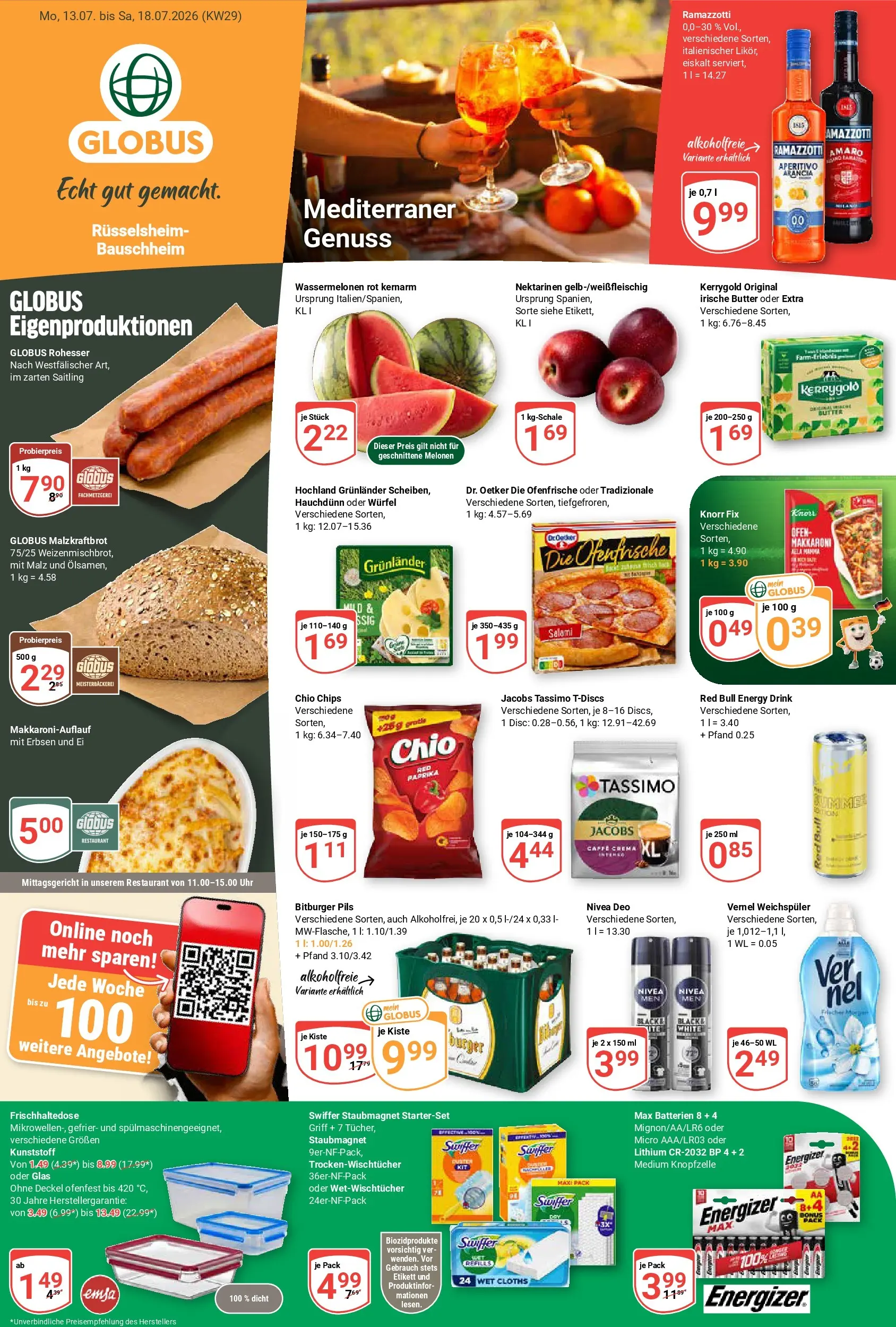 Globus Prospekt Rüsselsheim (ab 13.07.2026) » Angebote online | Seite: 1 | Produkte: Knorr fix, Red bull, Batterien, Nektarinen