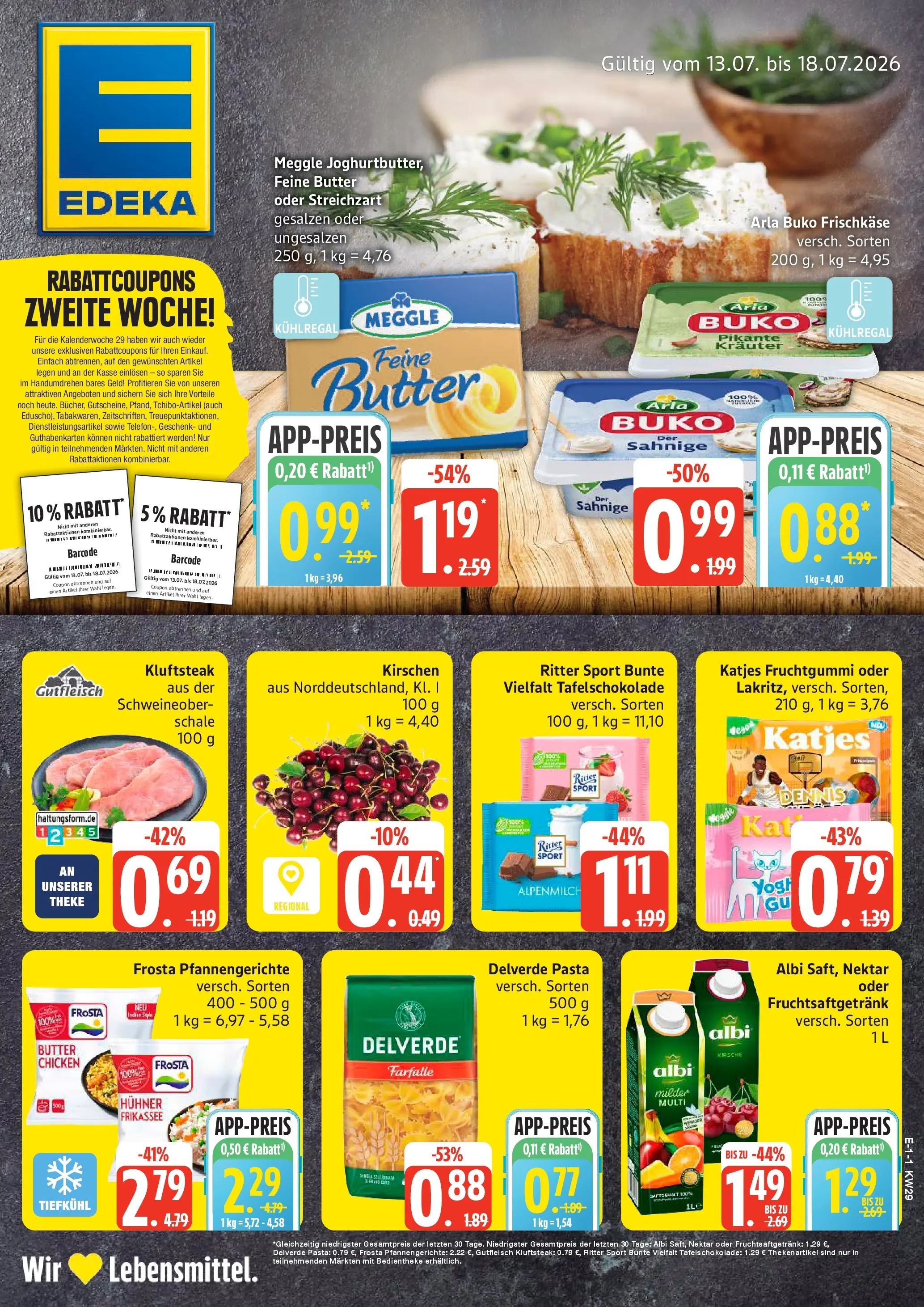 Edeka prospekt Hamburg (ab 13.07.2026) » Angebote Online | Seite: 1 | Produkte: Ritter sport, Frosta, Kirschen, Frischkase