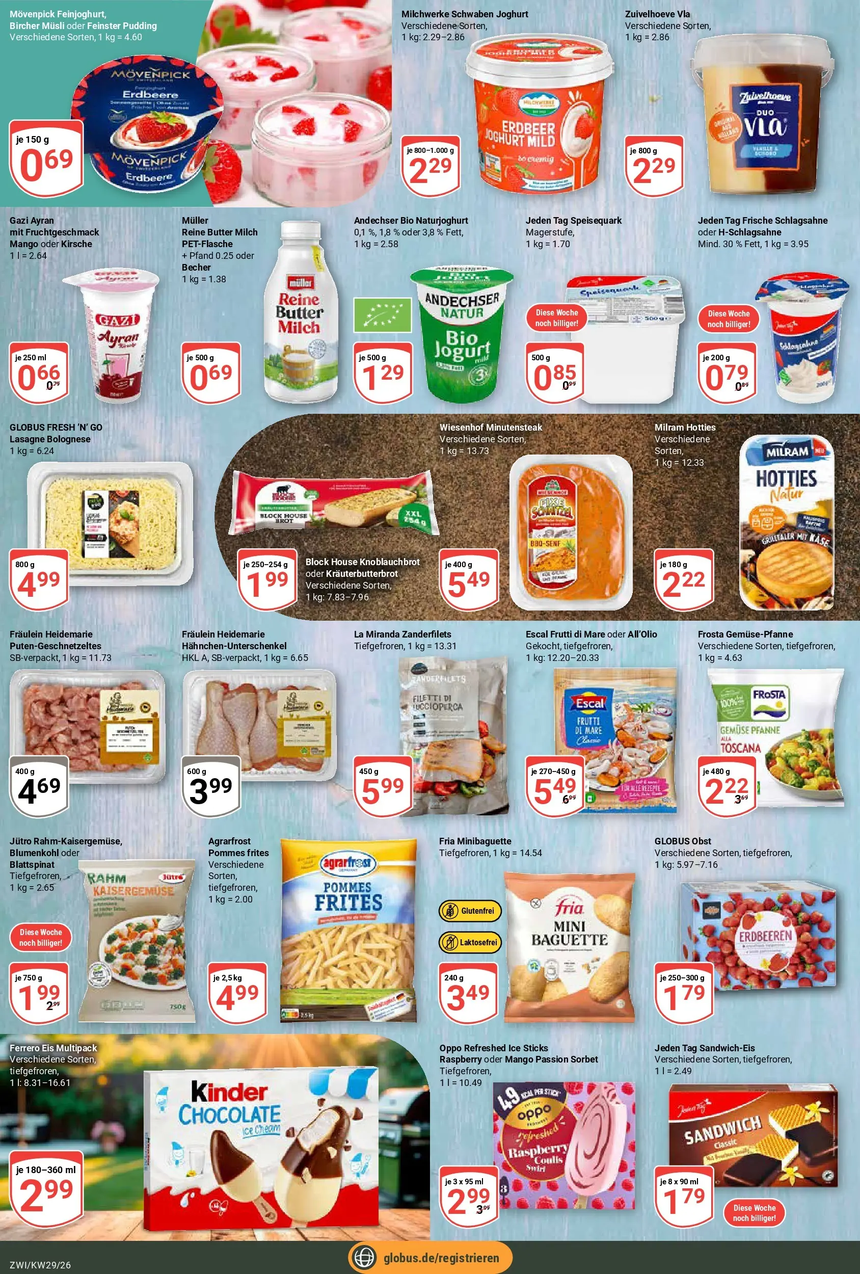Globus Prospekt Zwickau (ab 13.07.2026) » Angebote online | Seite: 10 | Produkte: Schlagsahne, Käse, Frosta, Milram