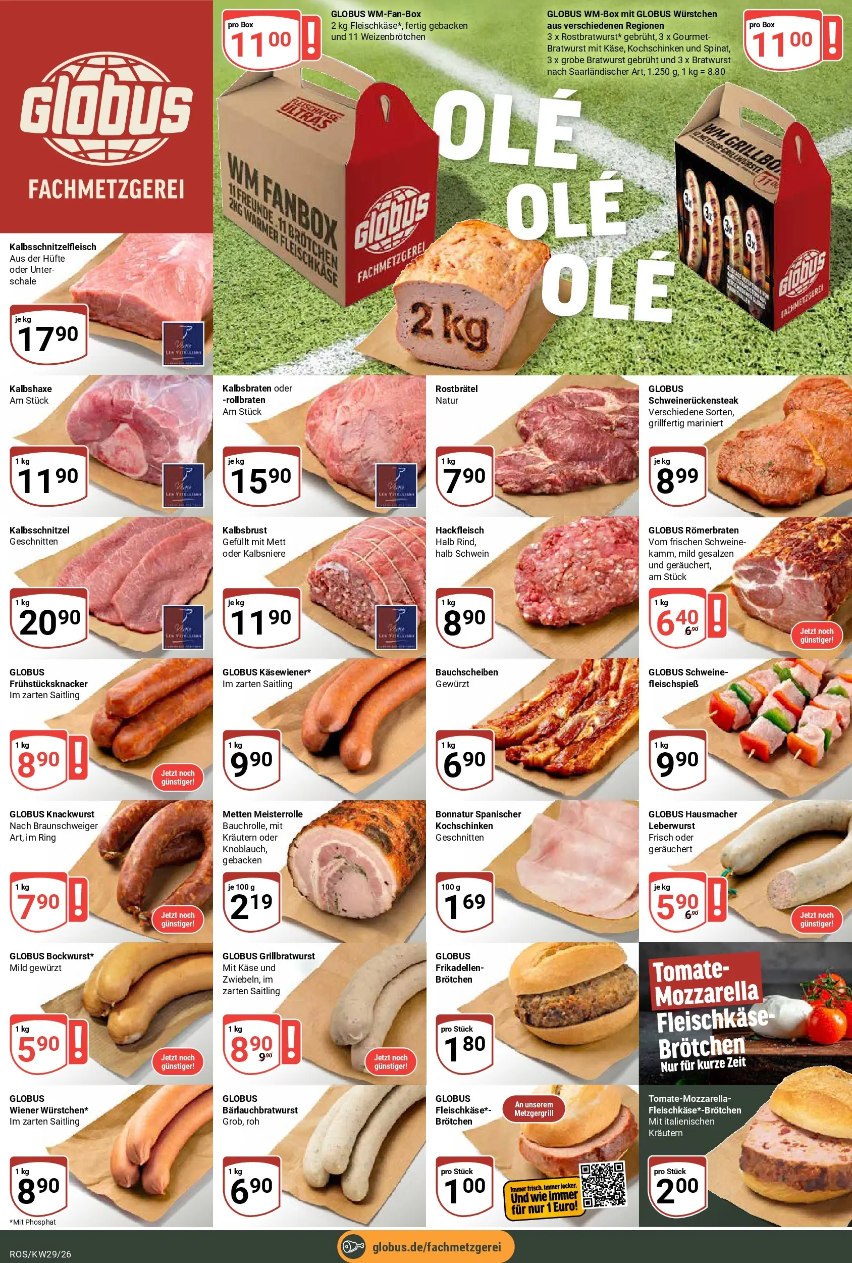 Globus Prospekt Lambrechtshagen (ab 13.07.2026) » Angebote online | Seite: 8 | Produkte: Mozzarella, Box, Bratwurst, Hackfleisch