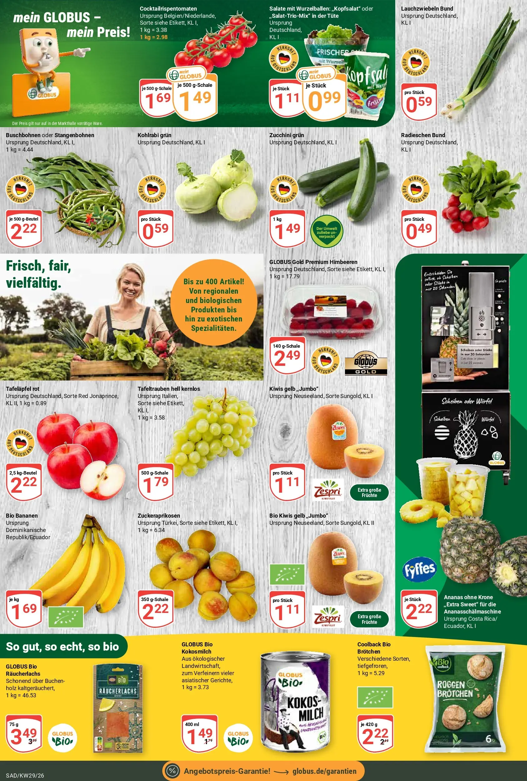 Globus Prospekt Schwandorf (ab 13.07.2026) » Angebote online | Seite: 5 | Produkte: Milch, Ananas, Räucherlachs, Zucchini