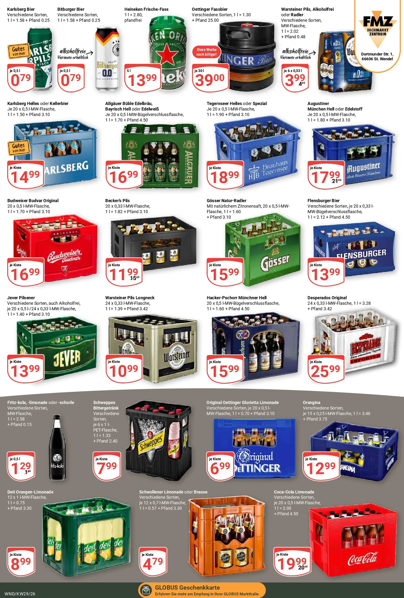 Globus Prospekt St. Wendel (ab 13.07.2026) » Angebote online | Seite: 16 | Produkte: Bitburger, Schweppes, Flensburger, Jever