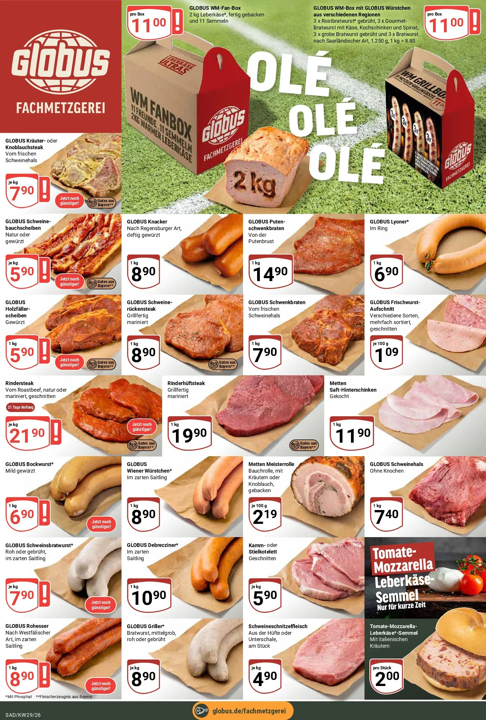 Globus Prospekt Schwandorf (ab 13.07.2026) » Angebote online | Seite: 7 | Produkte: Mozzarella, Box, Bratwurst, Leberkase