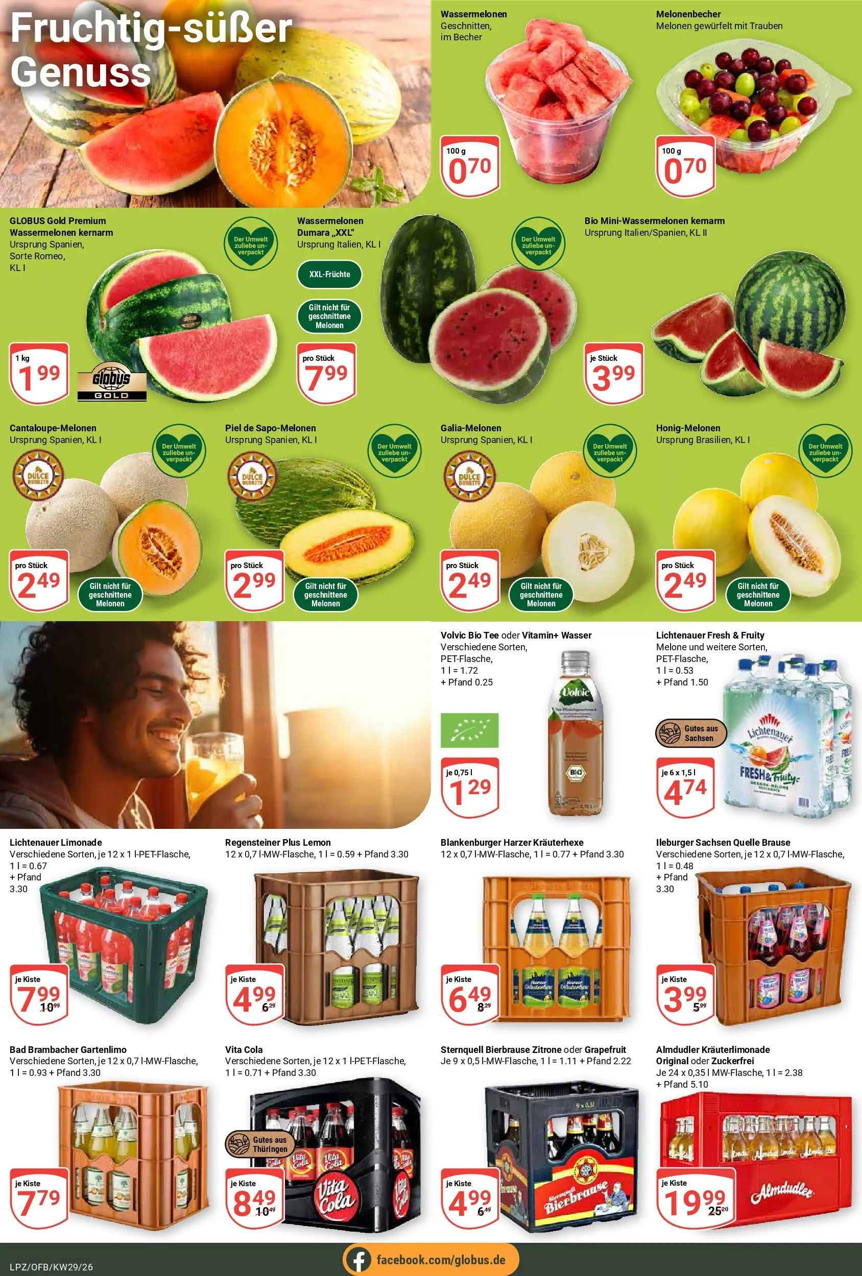 Globus Prospekt Leipzig (ab 13.07.2026) » Angebote online | Seite: 14 | Produkte: Cola, Melone, Tee, Volvic