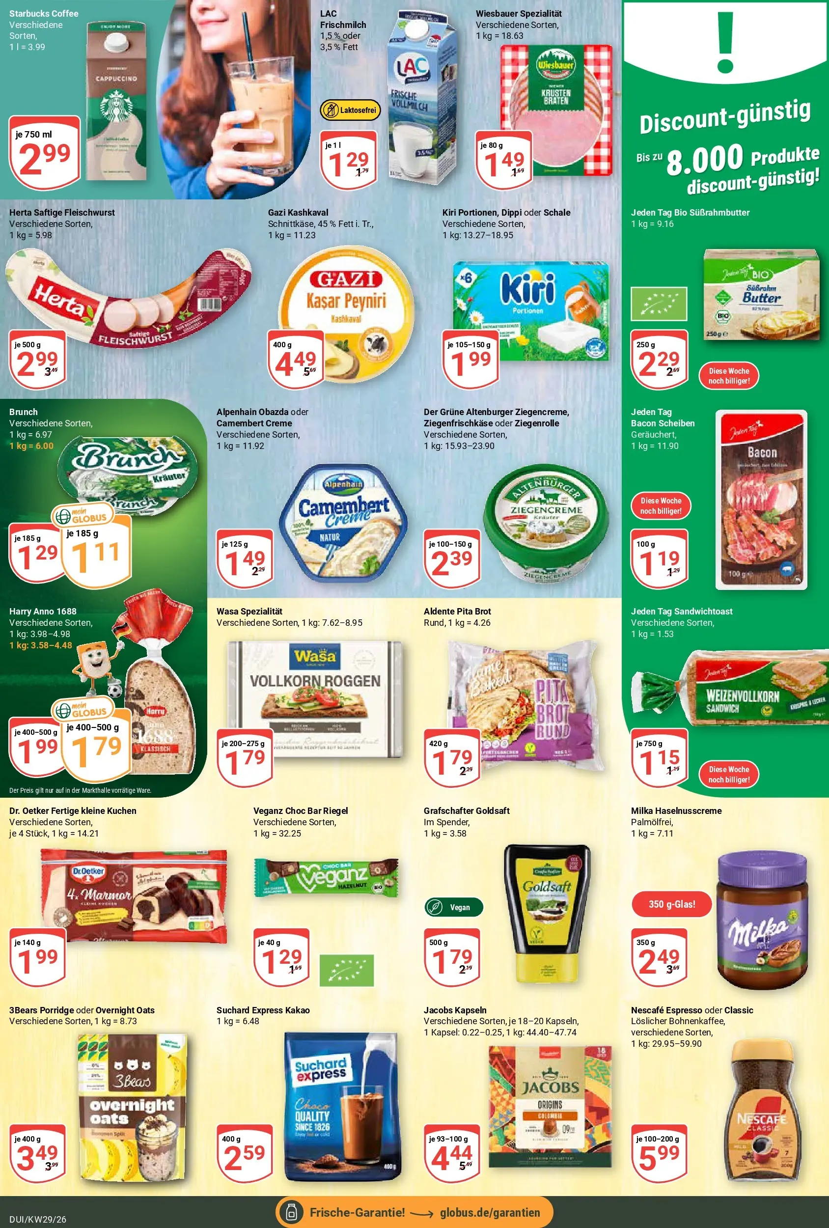 Globus Prospekt Duisburg (ab 13.07.2026) » Angebote online | Seite: 15 | Produkte: Butter, Milka, Creme, Brot