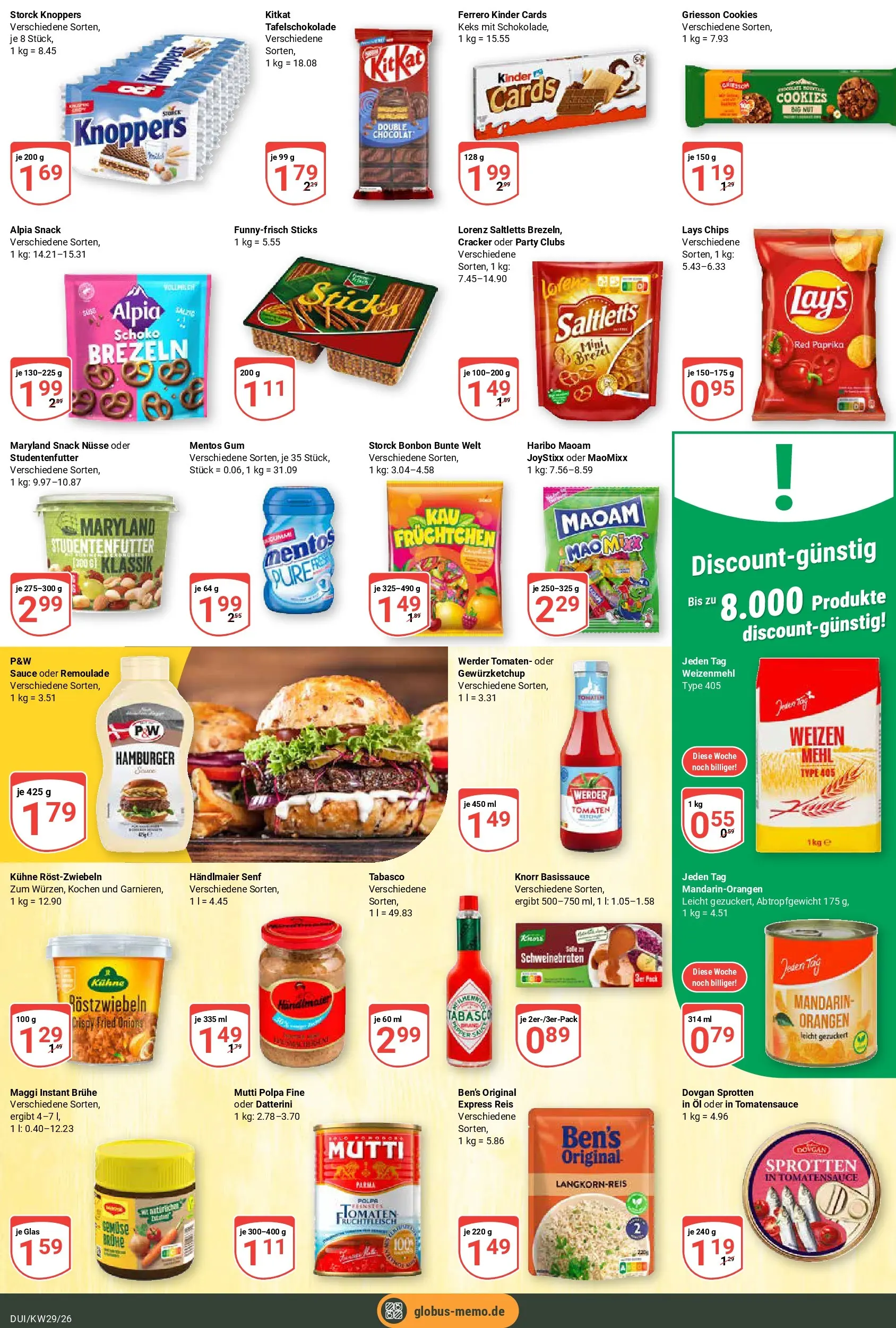 Globus Prospekt Duisburg (ab 13.07.2026) » Angebote online | Seite: 18 | Produkte: Weizenmehl, Knorr, Chips, Nüsse