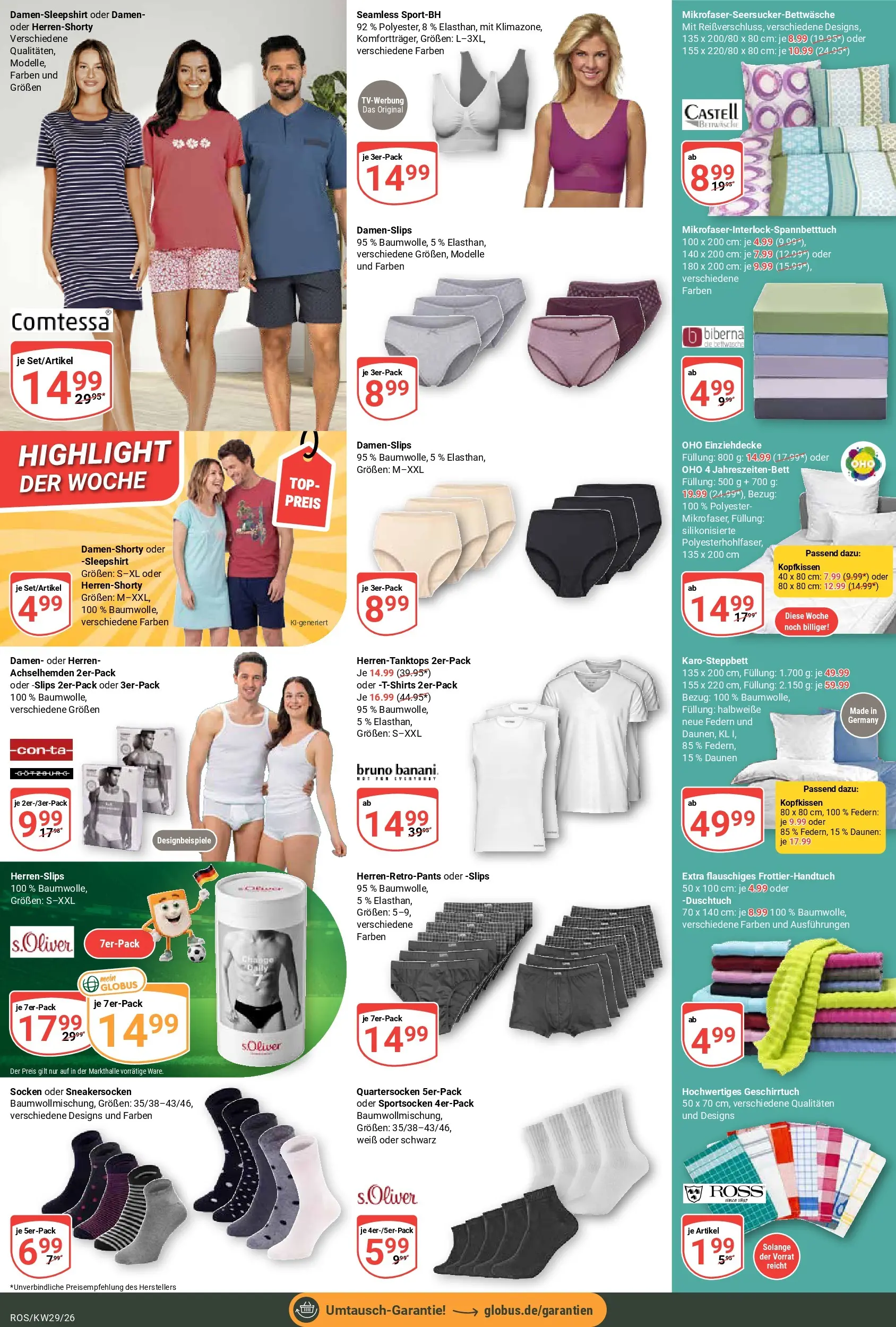 Globus Prospekt Lambrechtshagen (ab 13.07.2026) » Angebote online | Seite: 28 | Produkte: Top, Kopfkissen, Socken
