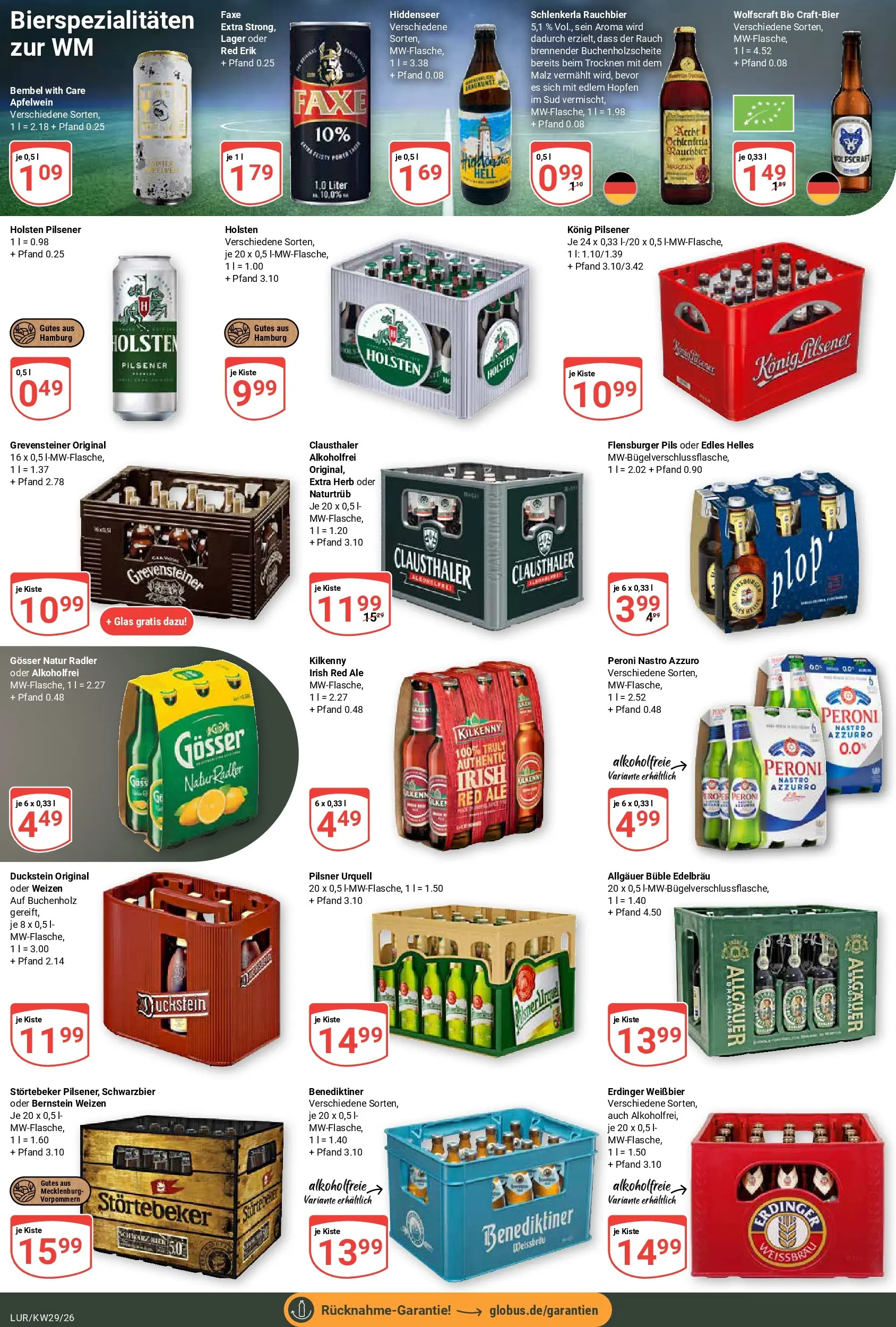 Globus Prospekt Hamburg (ab 13.07.2026) » Angebote online | Seite: 6 | Produkte: Konig pilsener, Erdinger, Holsten, Radler